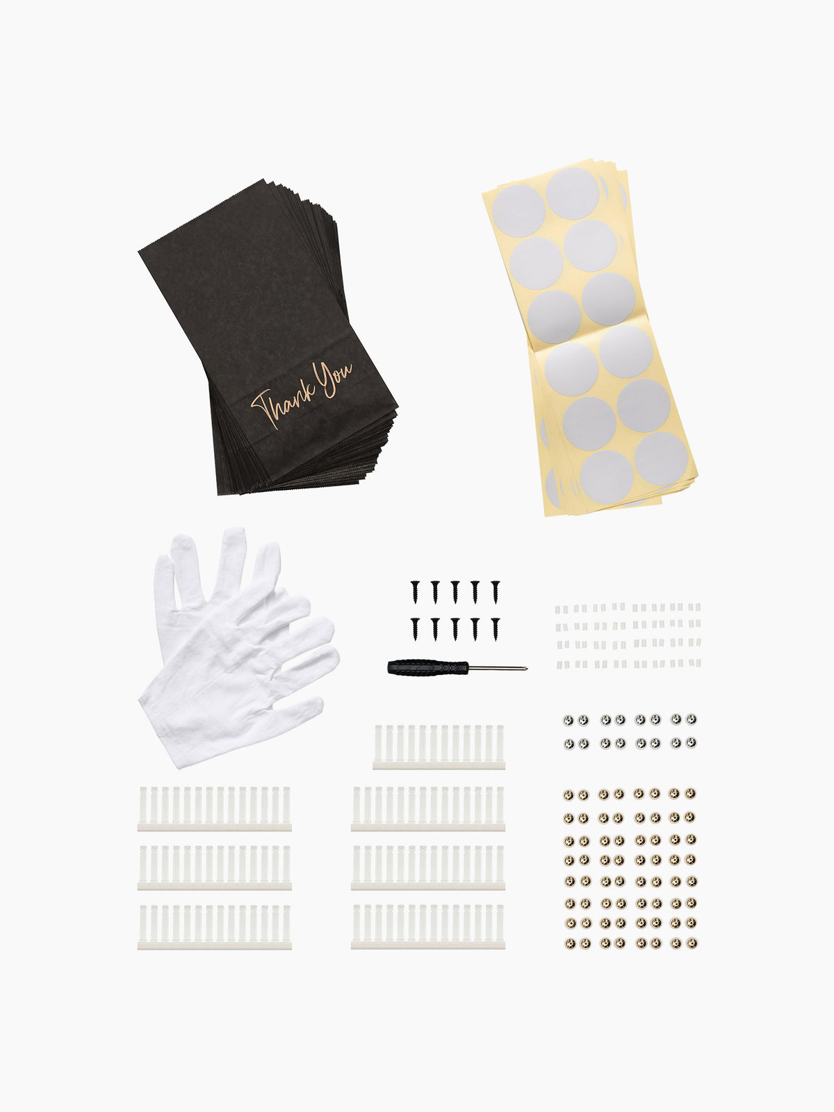 A flat-lay image showing the accessory kit includes.