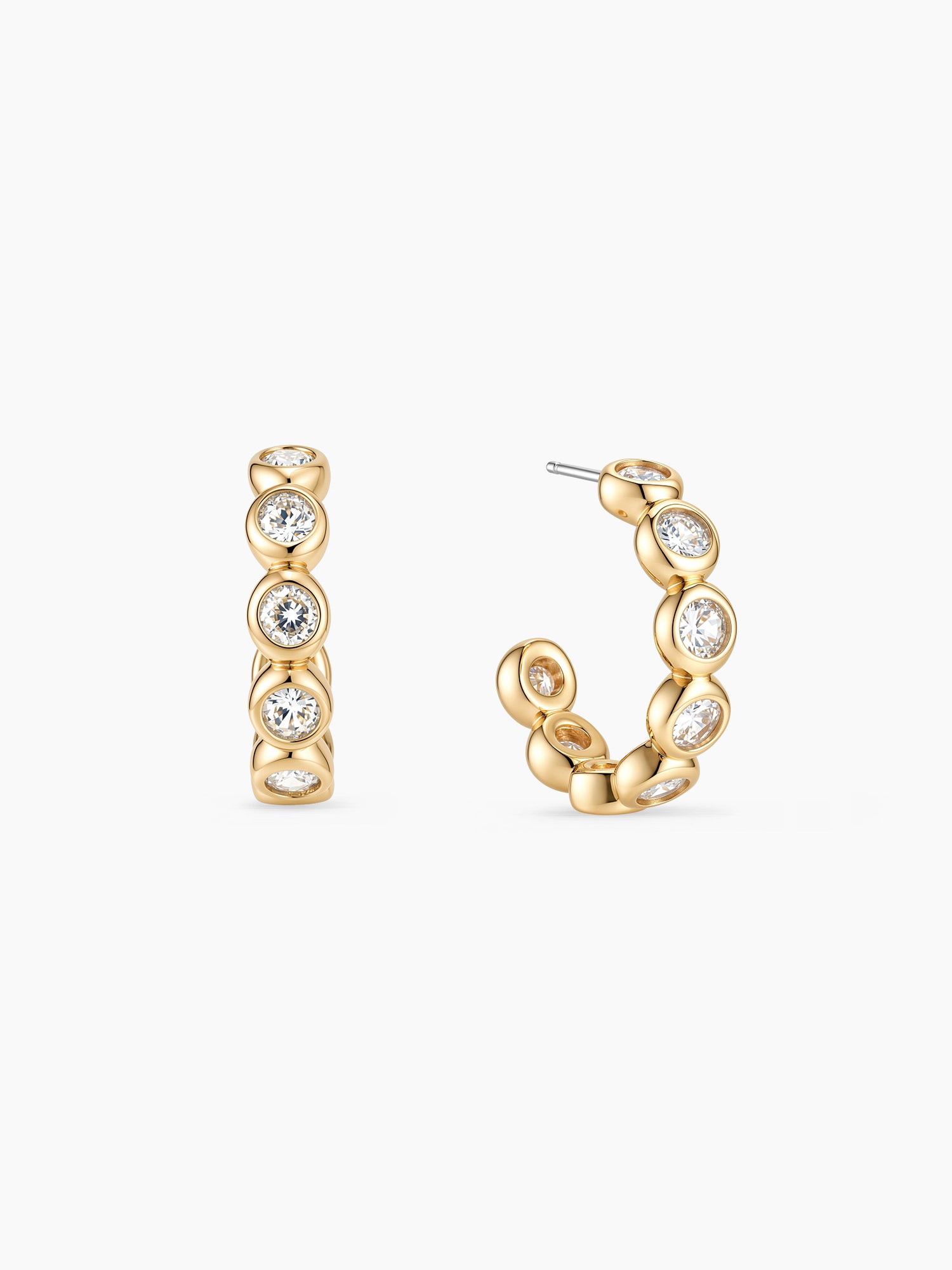 Bead Crystal Hoops in Gold