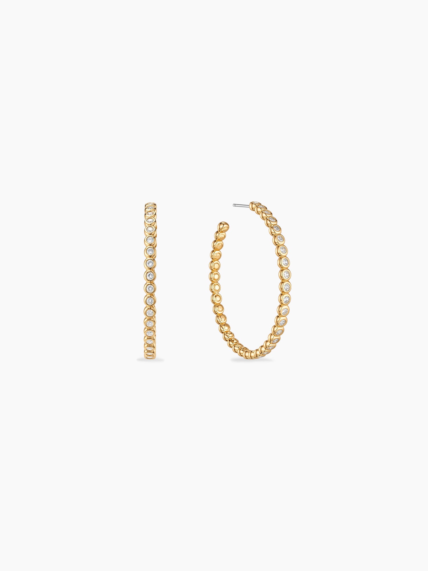 Bezel CZ Eternity Hoops in Gold