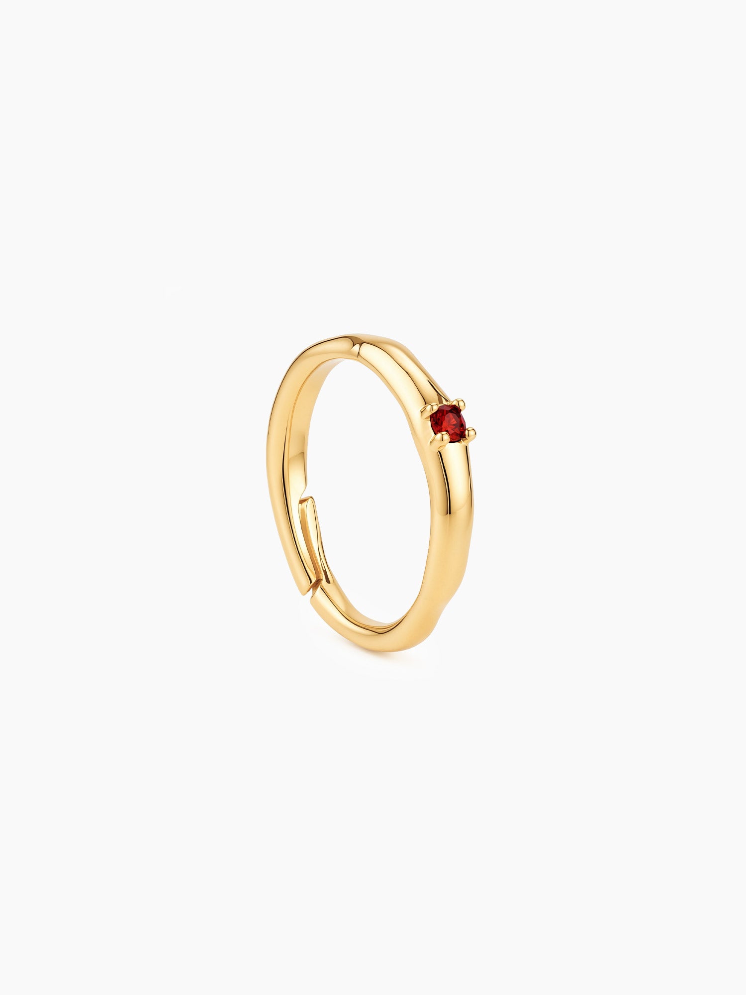 Bezel Red Crystal Band Ring in Gold