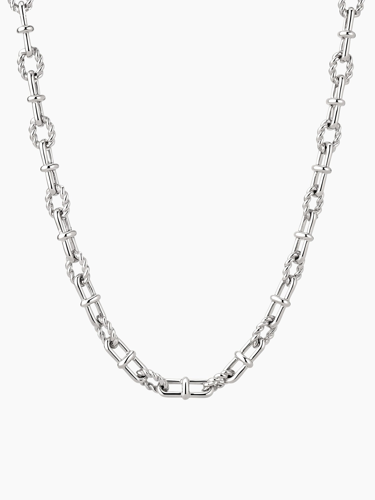 Bold Oval Link Chain Necklace in Silver