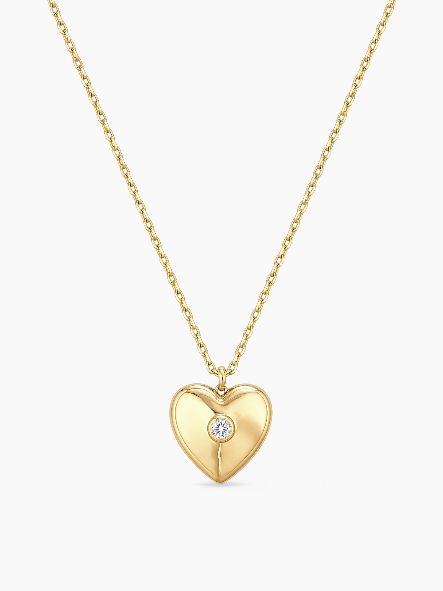 Crystal Heart Pendant Necklace in Gold