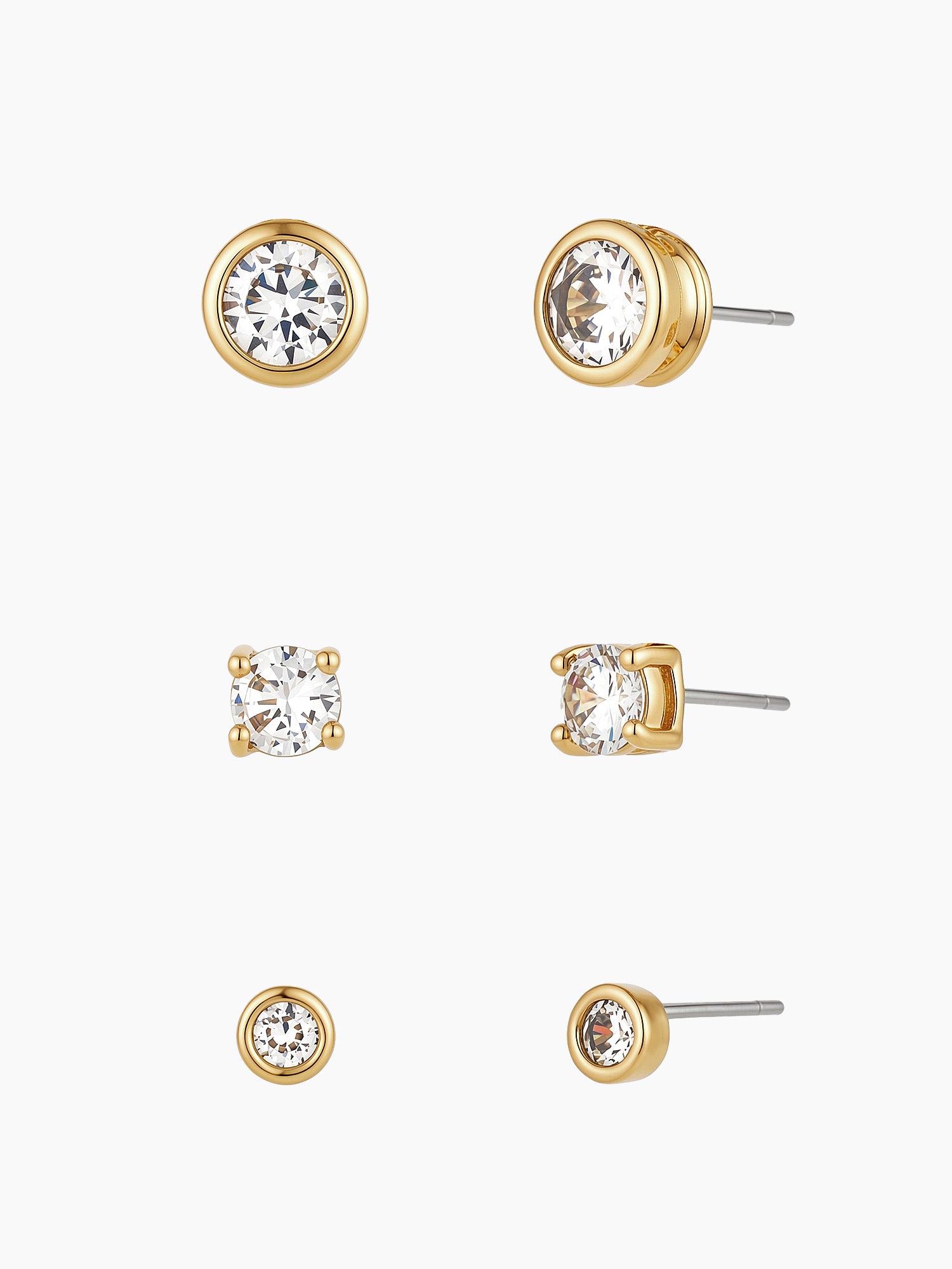 Crystal Stud Trio Earring Set