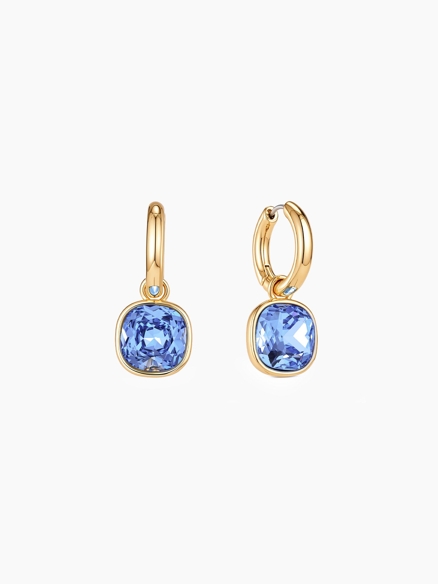 Cushion Blue Glass Drops in Gold