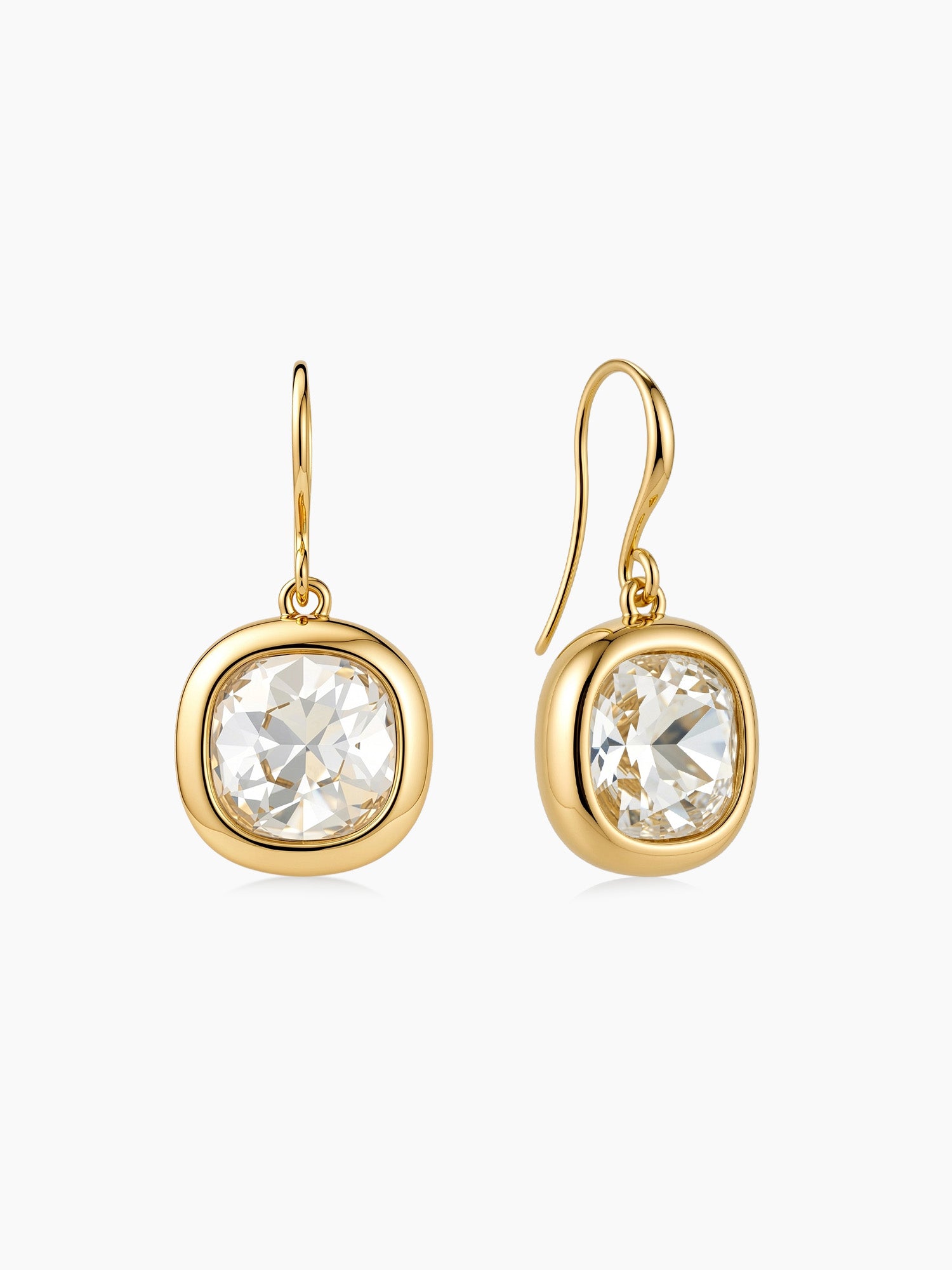 Cushion Glass Drops in Gold