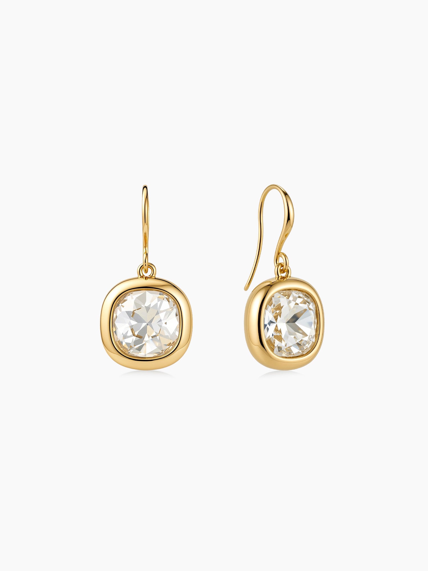 Cushion Glass Drops in Gold