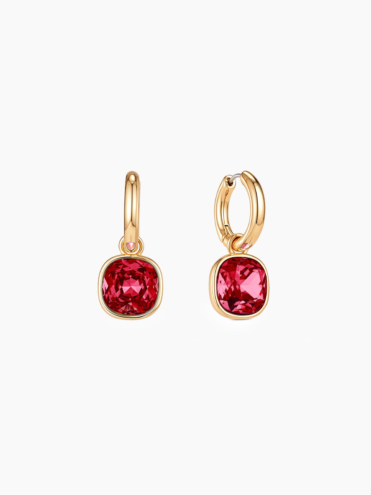 Cushion Red Glass Drops in Gold