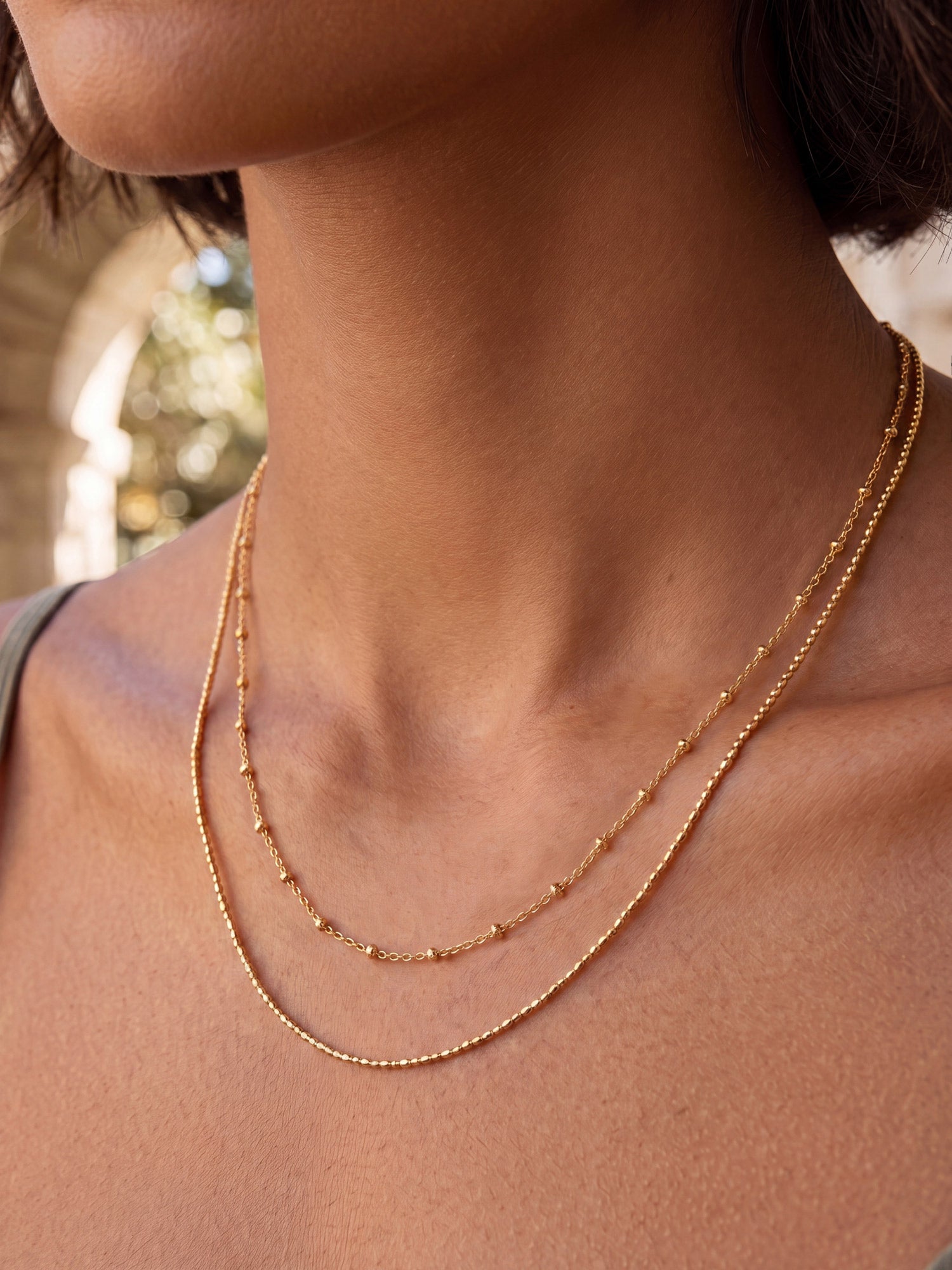 Double Strand Chain Necklace in Gold