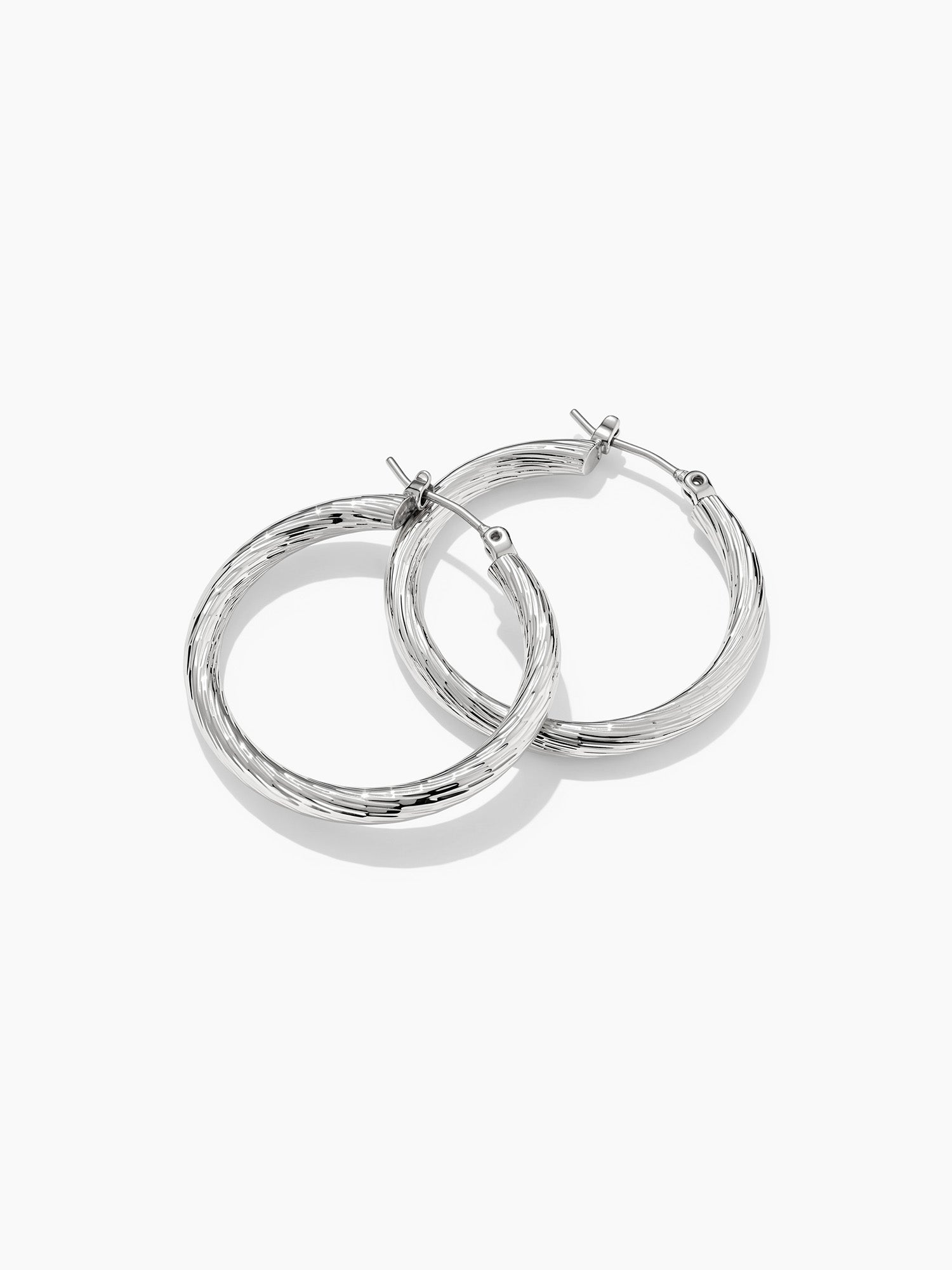 Flat Band Hoops in Silver