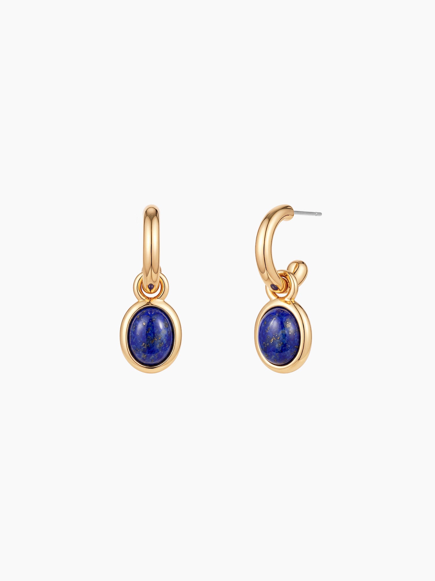 Lapis Lazuli Charm Hoops in Gold