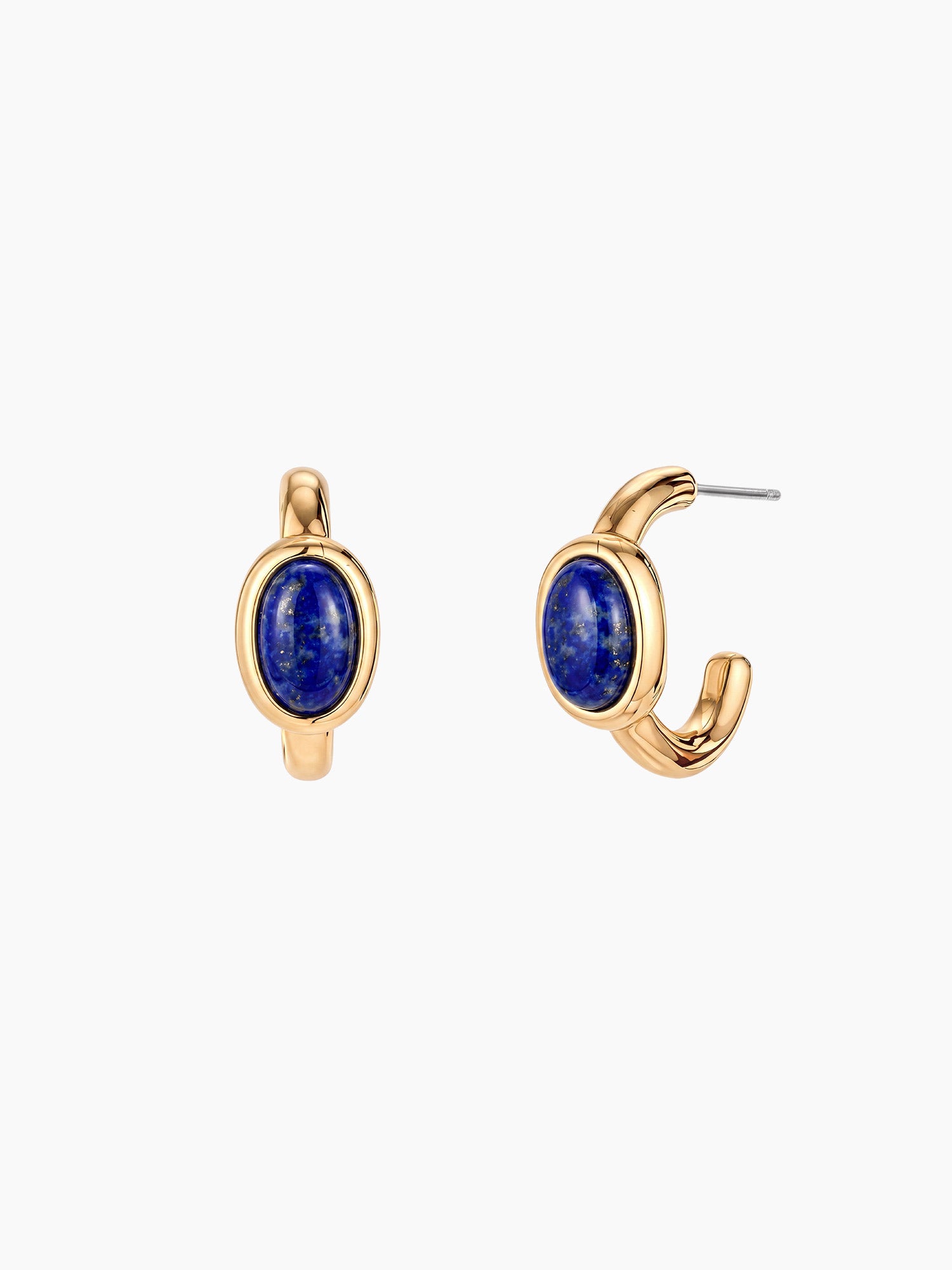Lapis Lazuli Stone Hoops in Gold