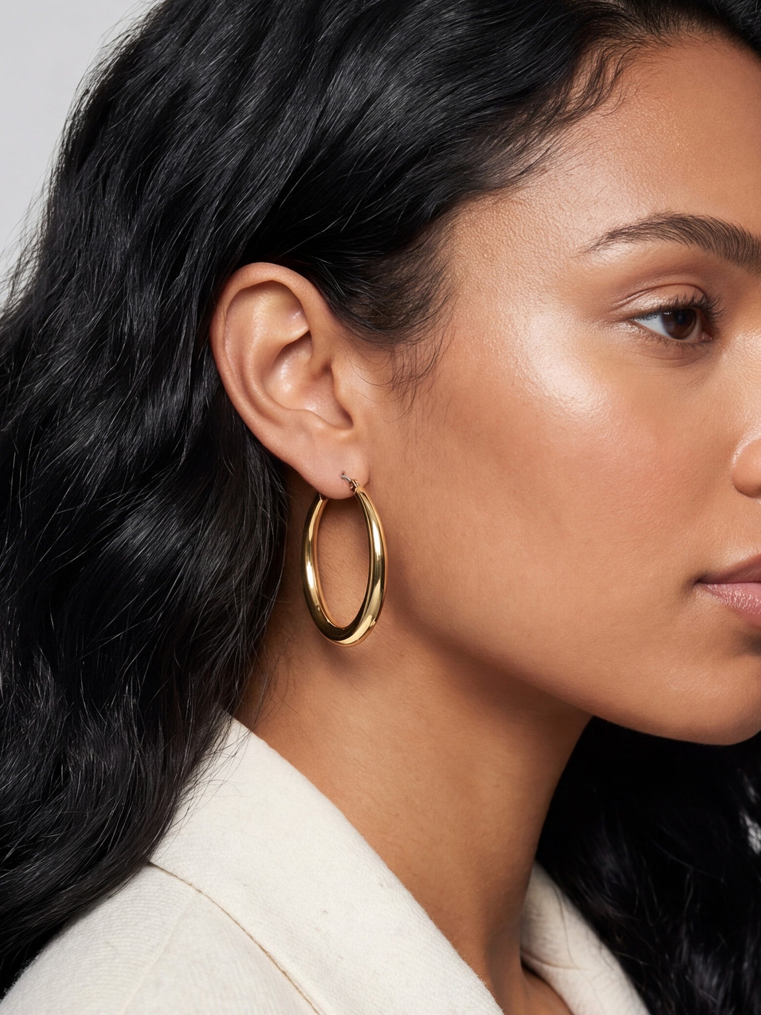 Large Tube Hoops in Gold