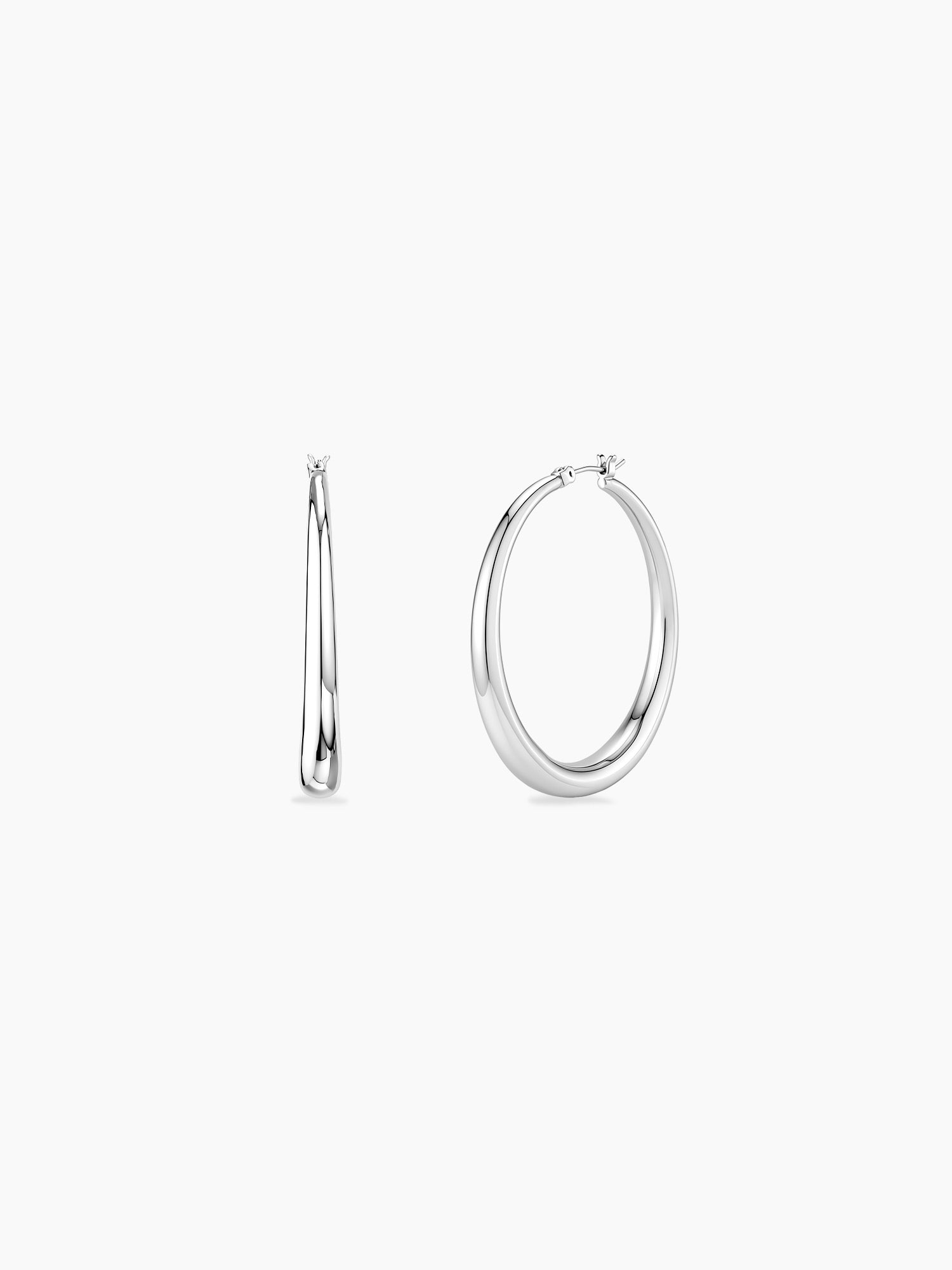 Large Tube Hoops in Silver