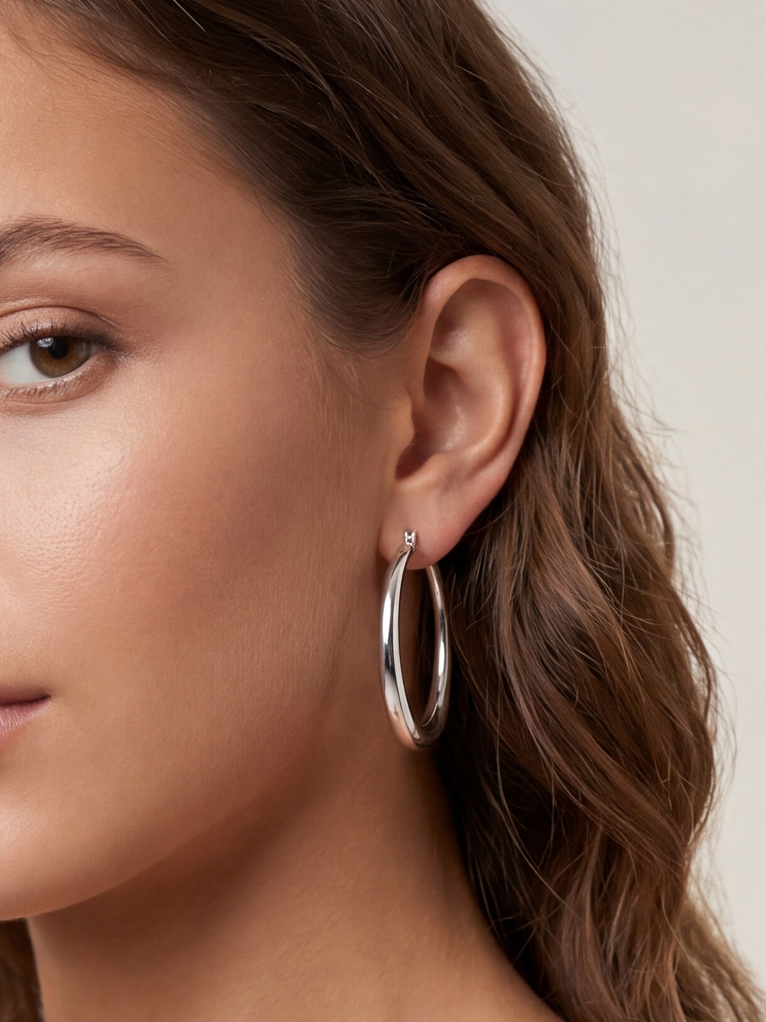 Large Tube Hoops in Silver