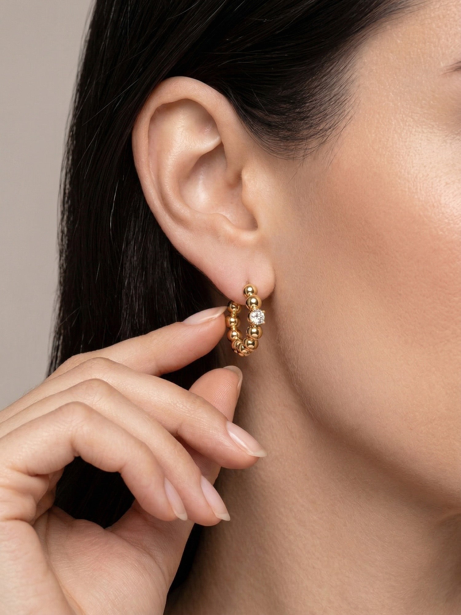Orb Bead Hoops in Gold