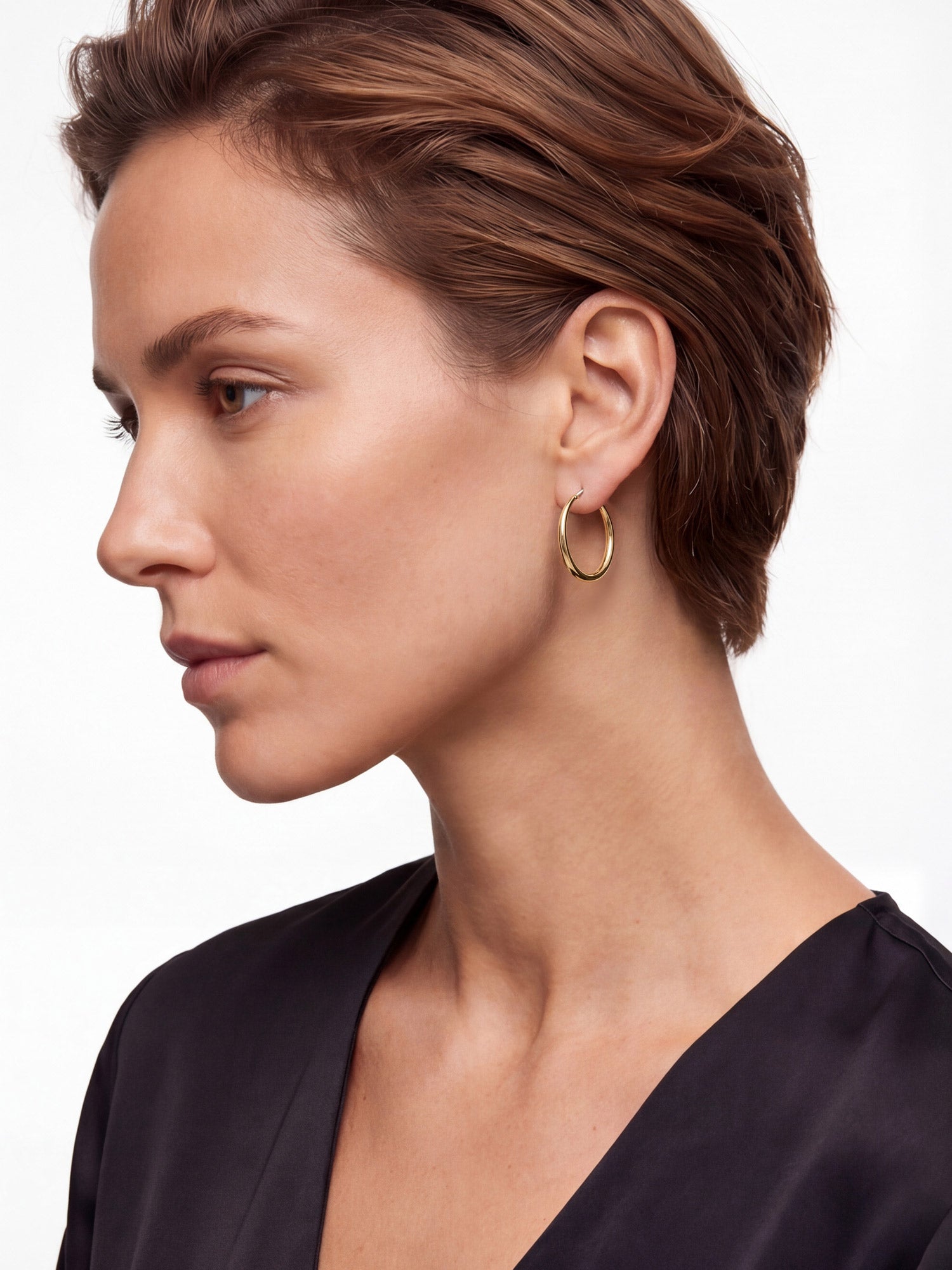 Oval Tube Hoops in Gold