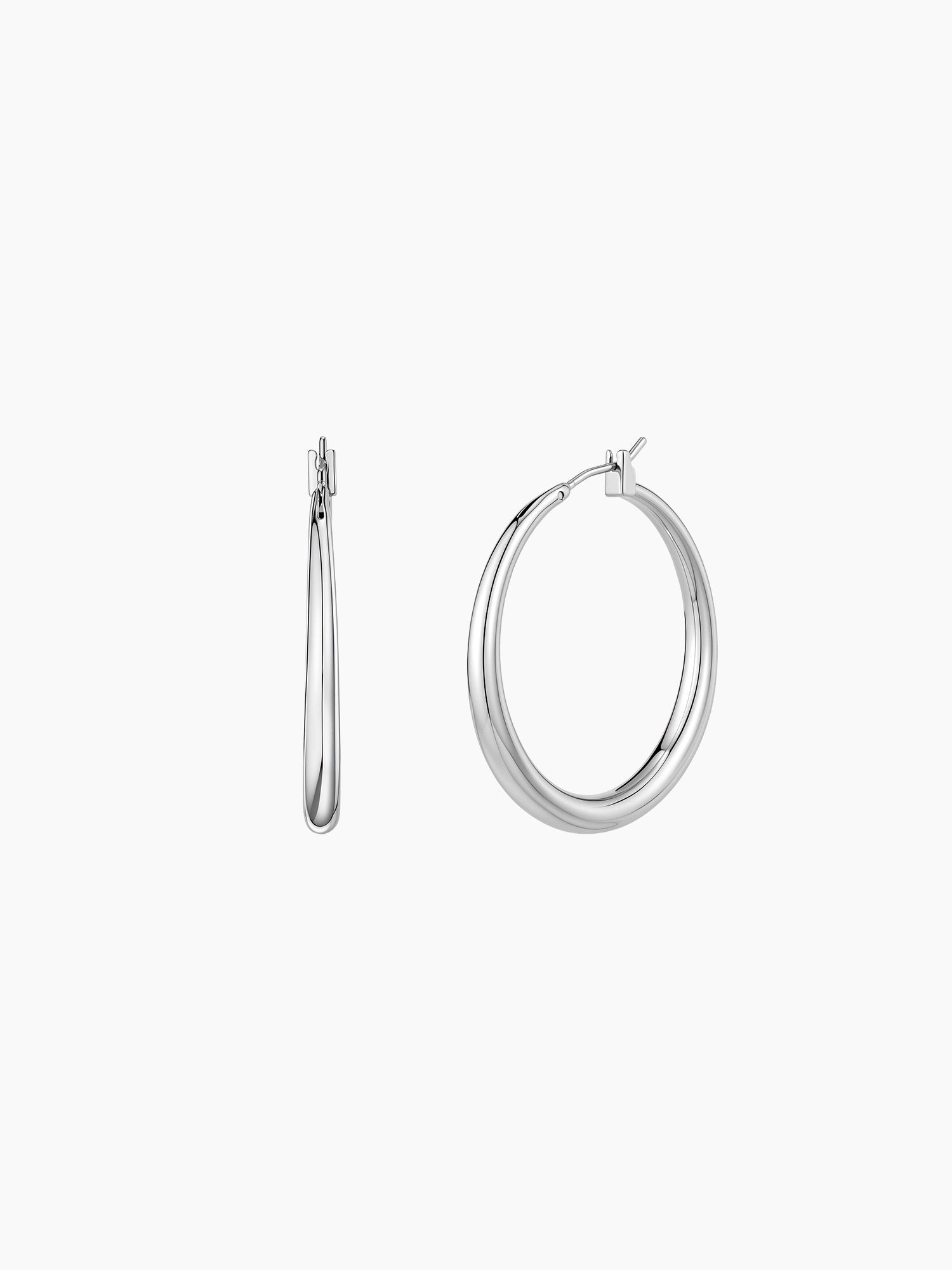 Oval Tube Hoops in Silver