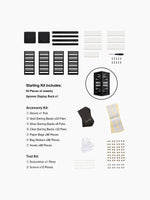 A flat-lay image showing the product box includes.