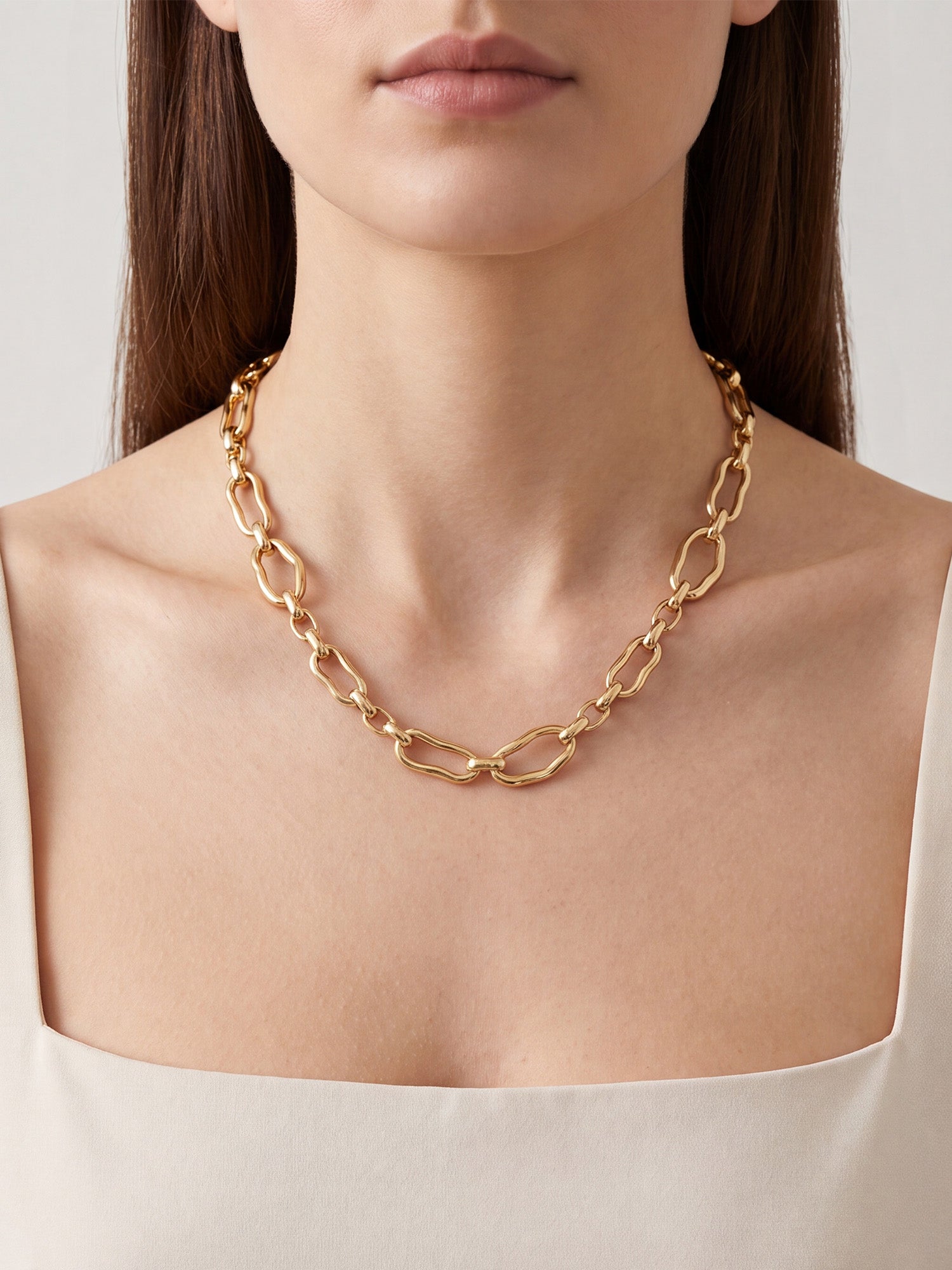 Paperclip Chain Necklace in Gold