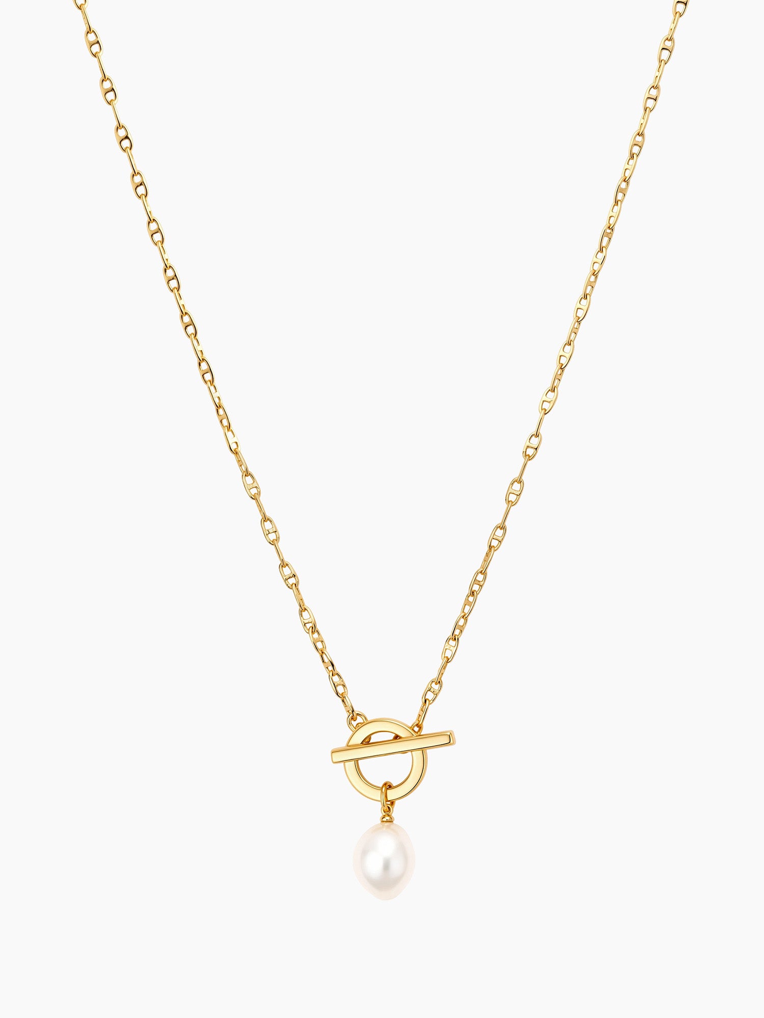 Pearl Charm Chain Necklace in Gold