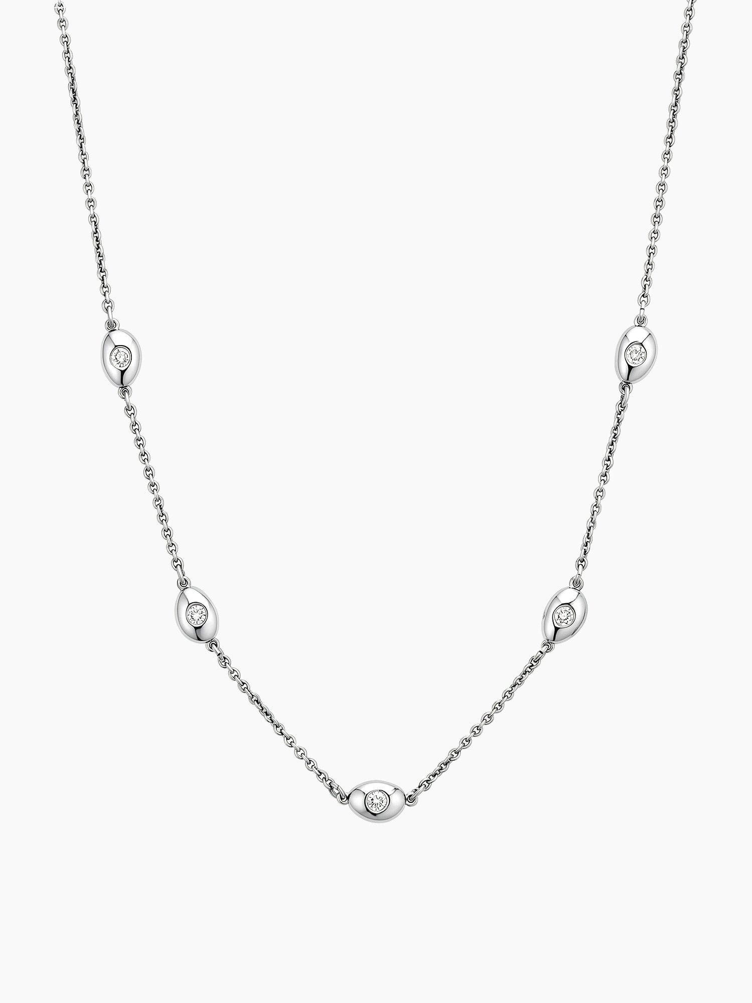 Pebble Station Necklace in Silver