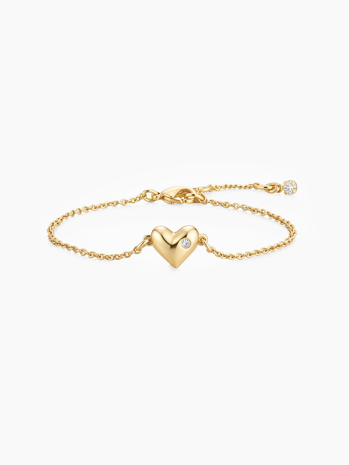 Puffy Heart Charm Bracelet in Gold