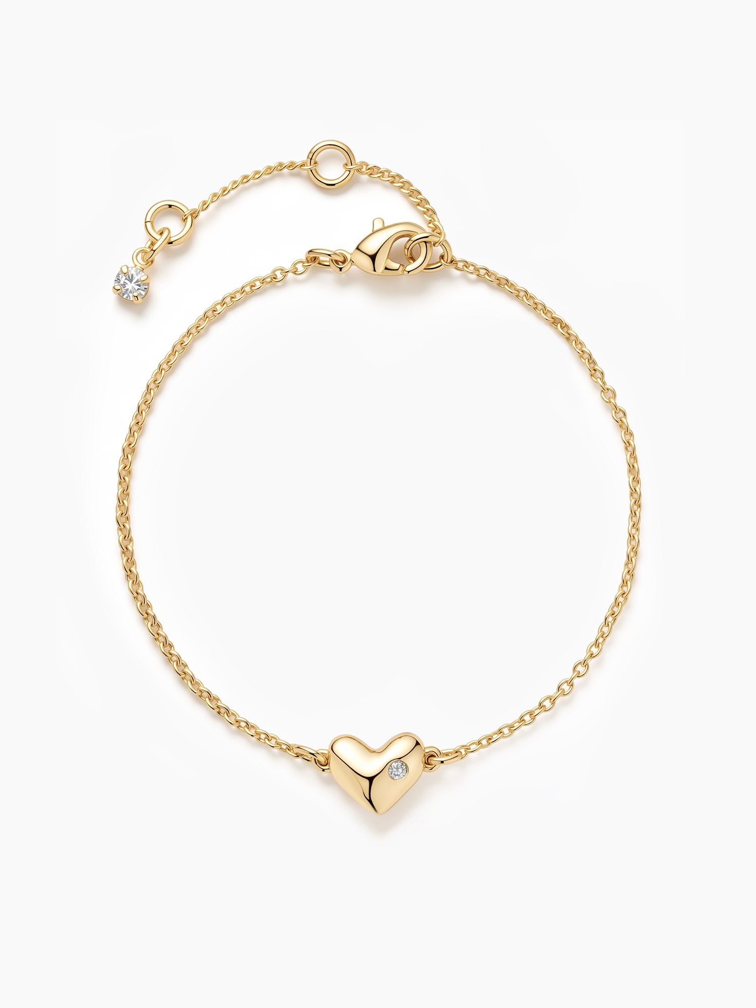 Puffy Heart Charm Bracelet in Gold