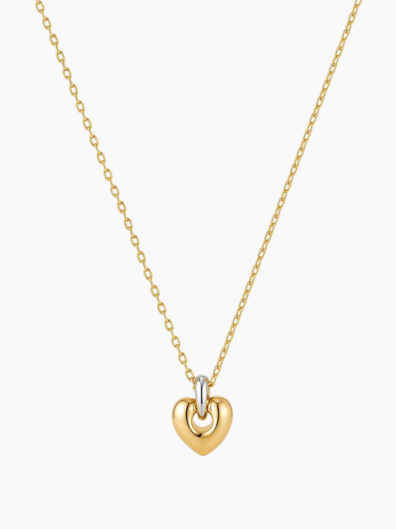 Puffy Heart Pendant Necklace in Gold