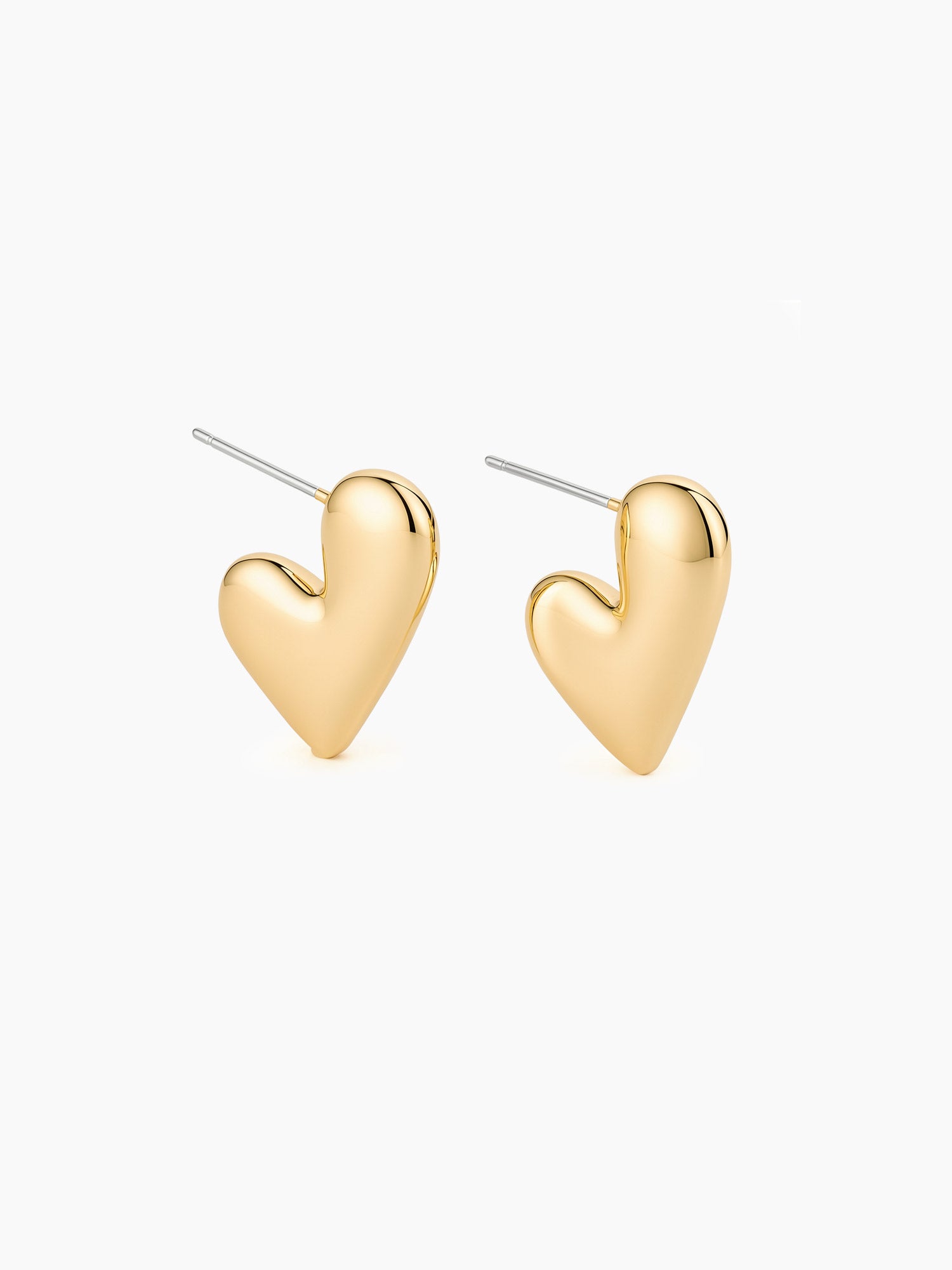 Puffy Heart Studs in Gold