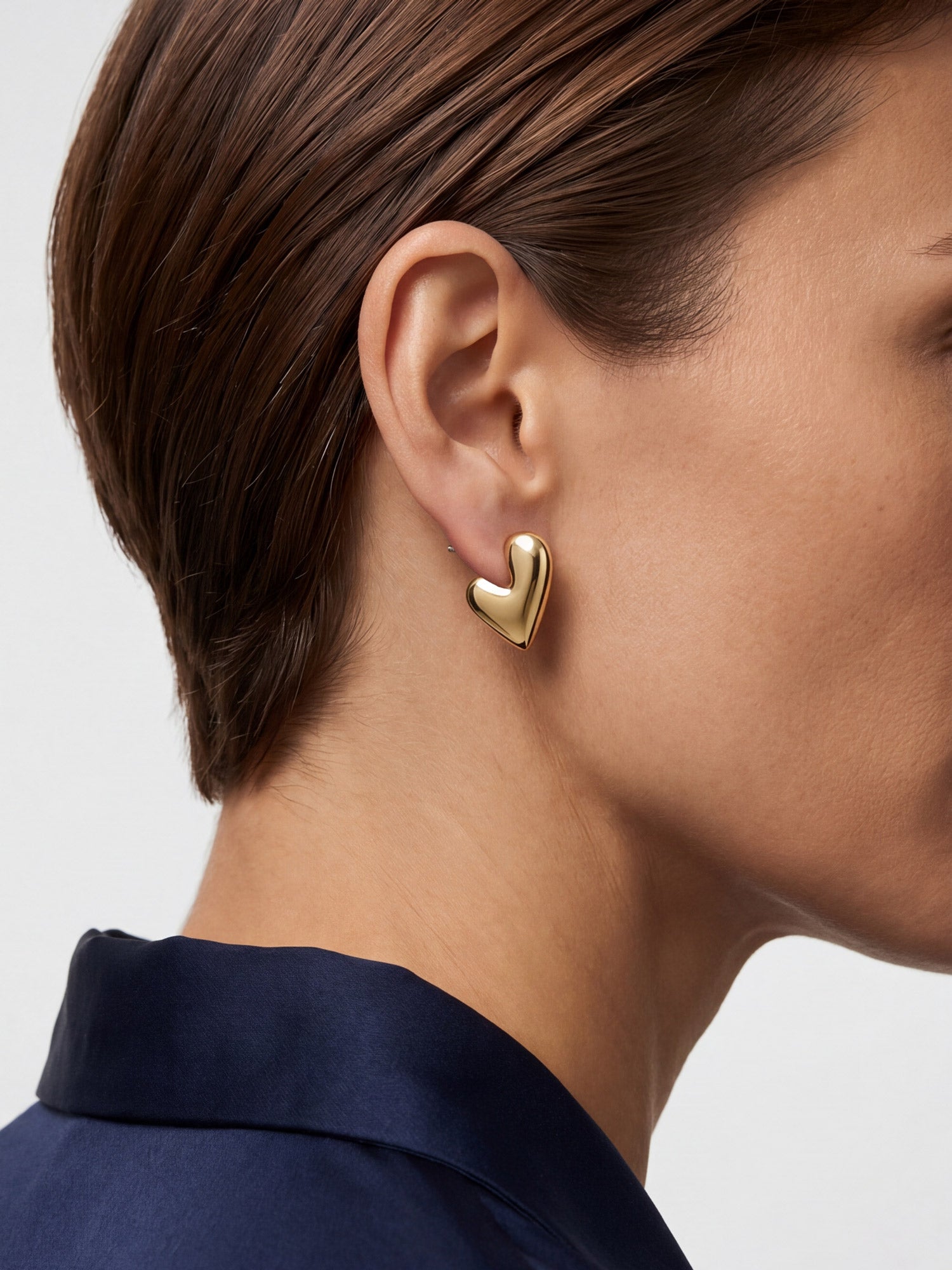 Puffy Heart Studs in Gold