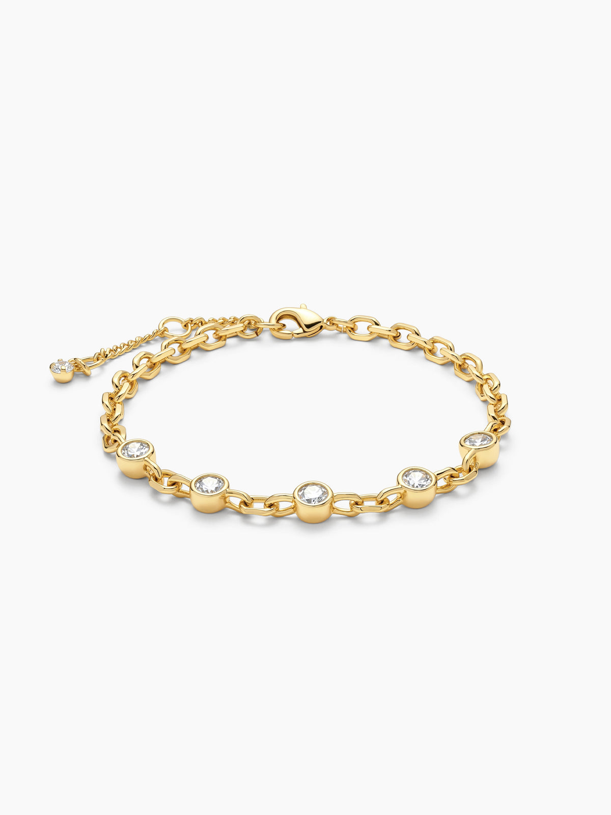Quintet CZ Station Bracelet in Gold