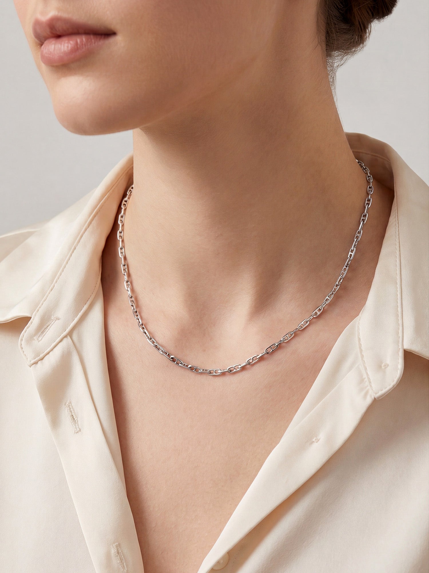 Rope H-Link Chain Necklace in Silver