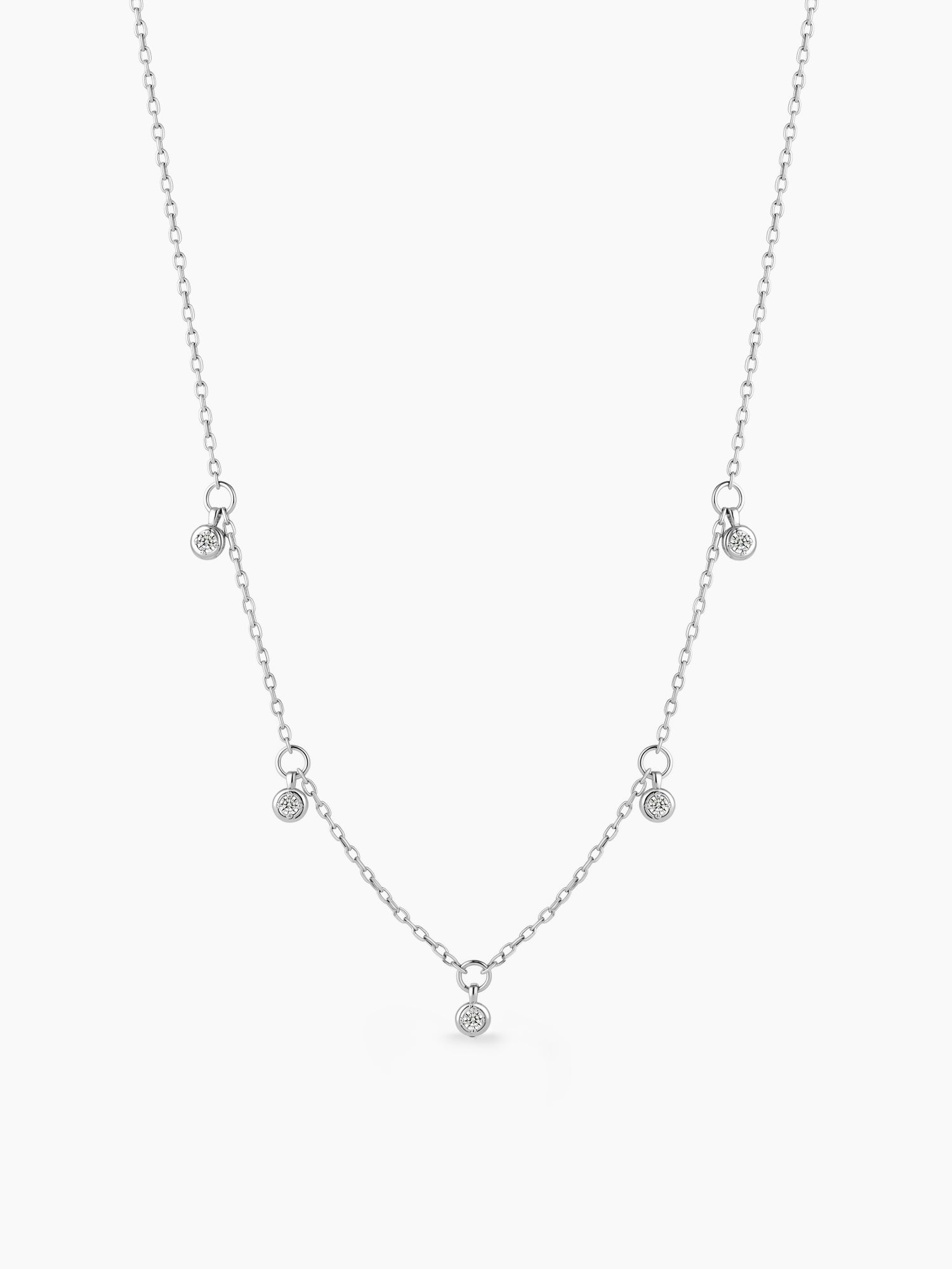 Scattered Heart Chain Necklace in Silver