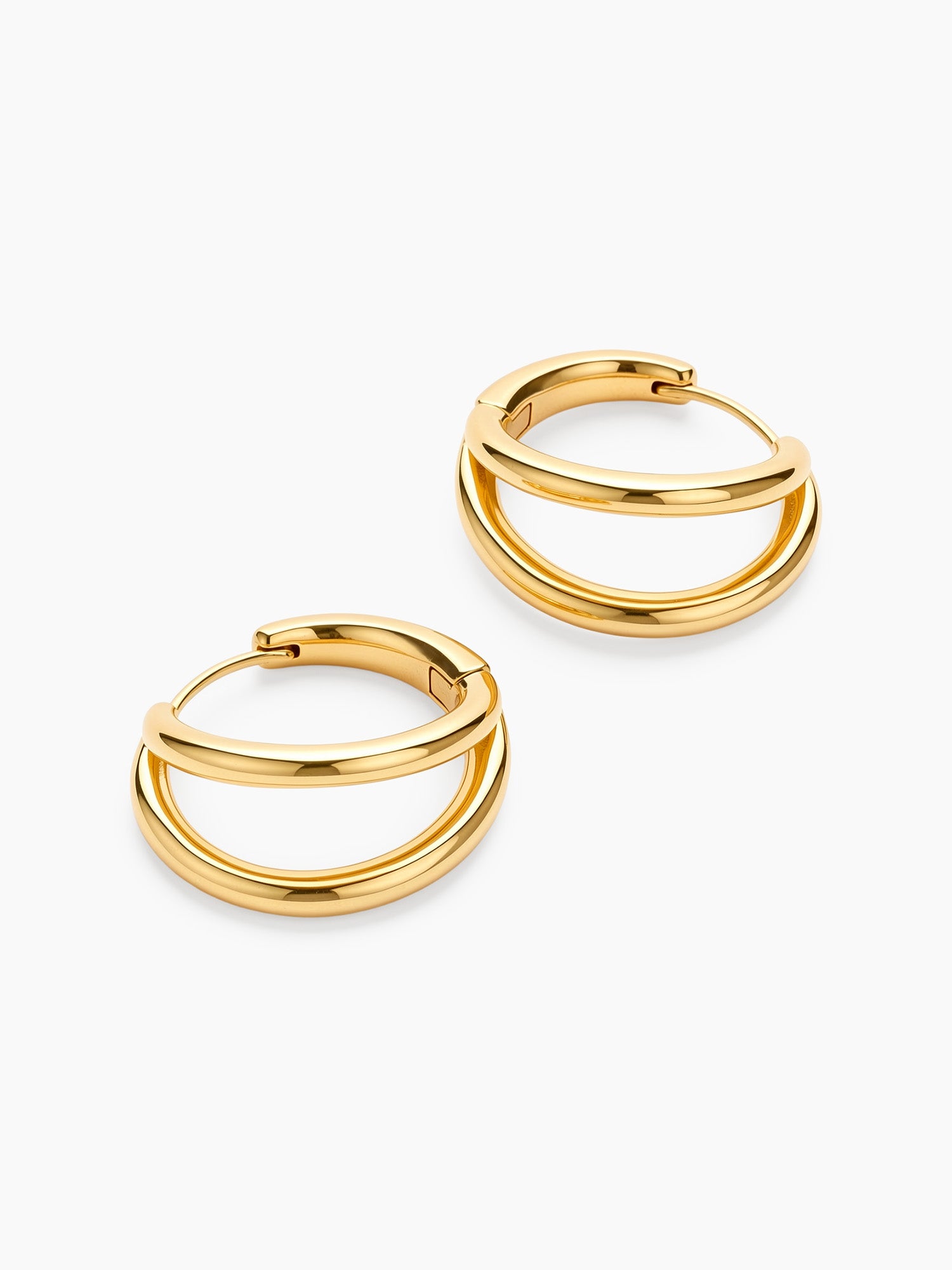 Slim Double Layer Hoops in Gold