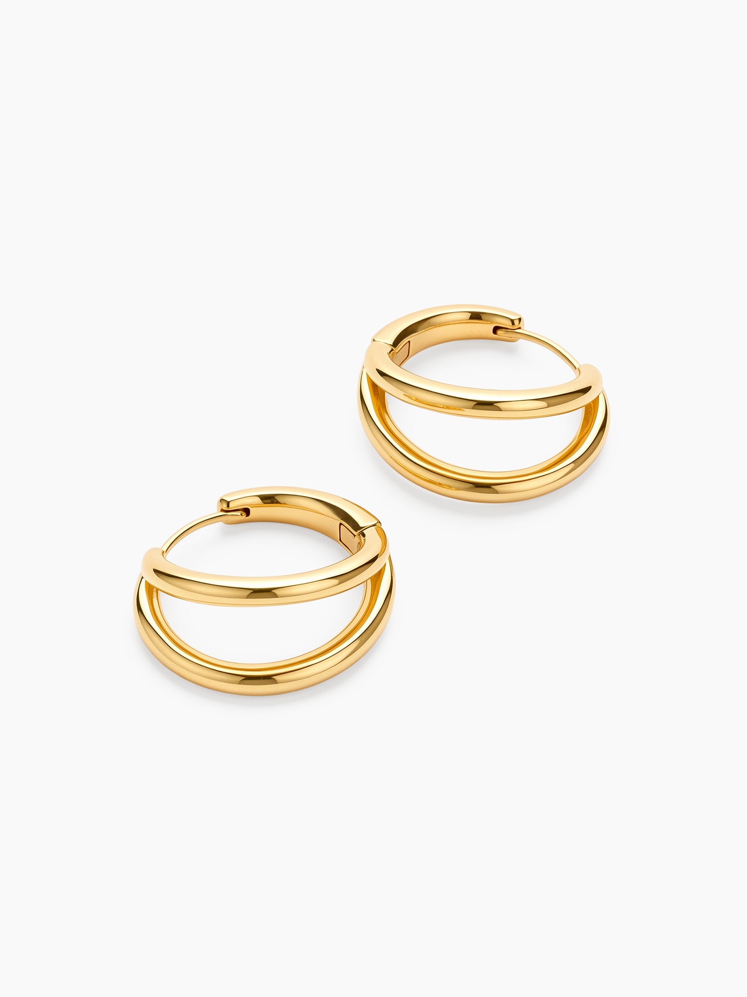 Slim Double Layer Hoops in Gold