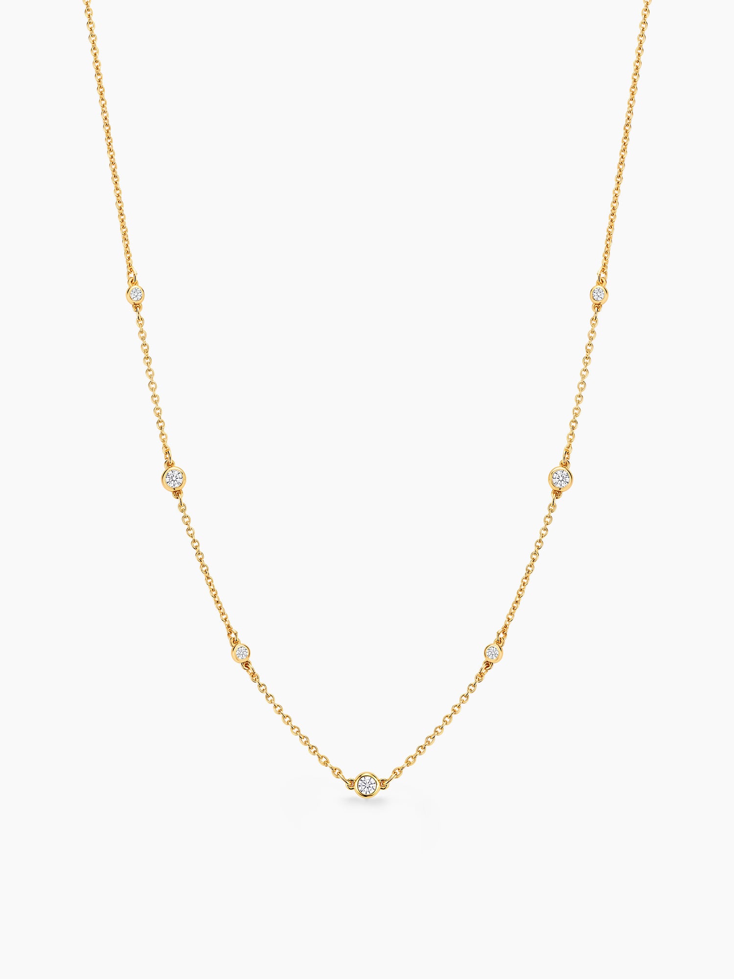 Station Crystal Pendant Necklace in Gold