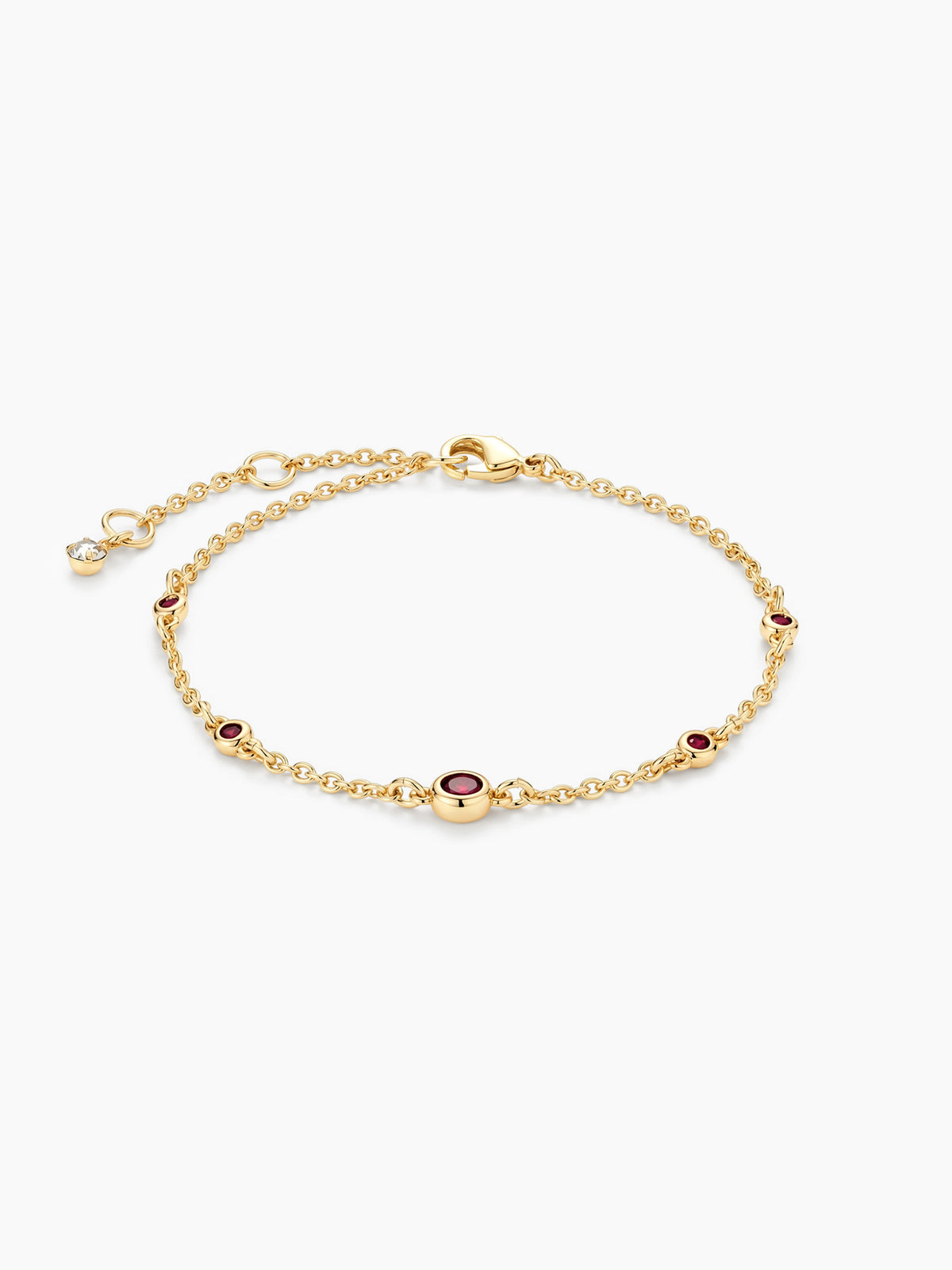 Station Red CZ Bracelet in Gold