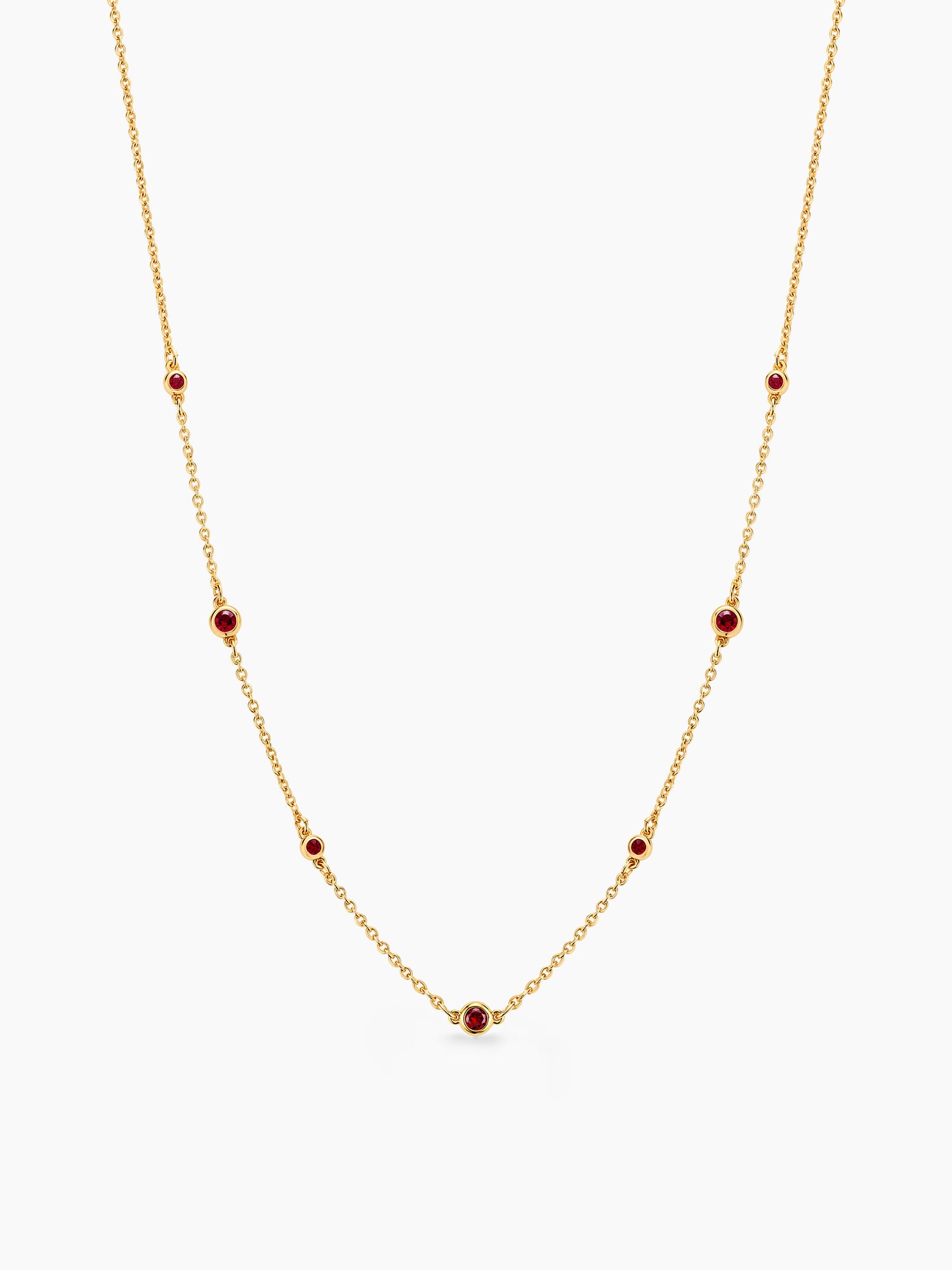 Station Red Crystal Pendant Necklace in Gold
