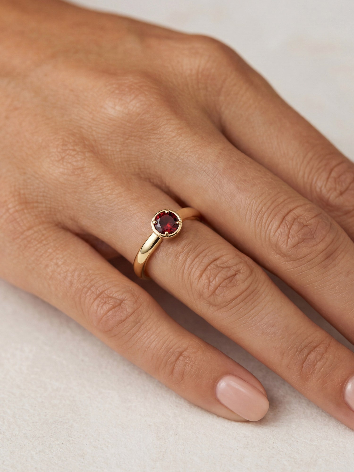 Station Red Crystal Ring in Gold