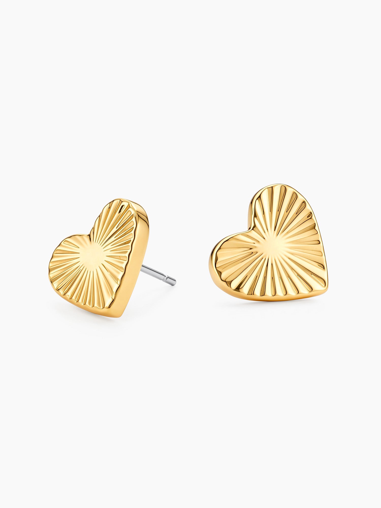 Sunray Heart Studs in Gold