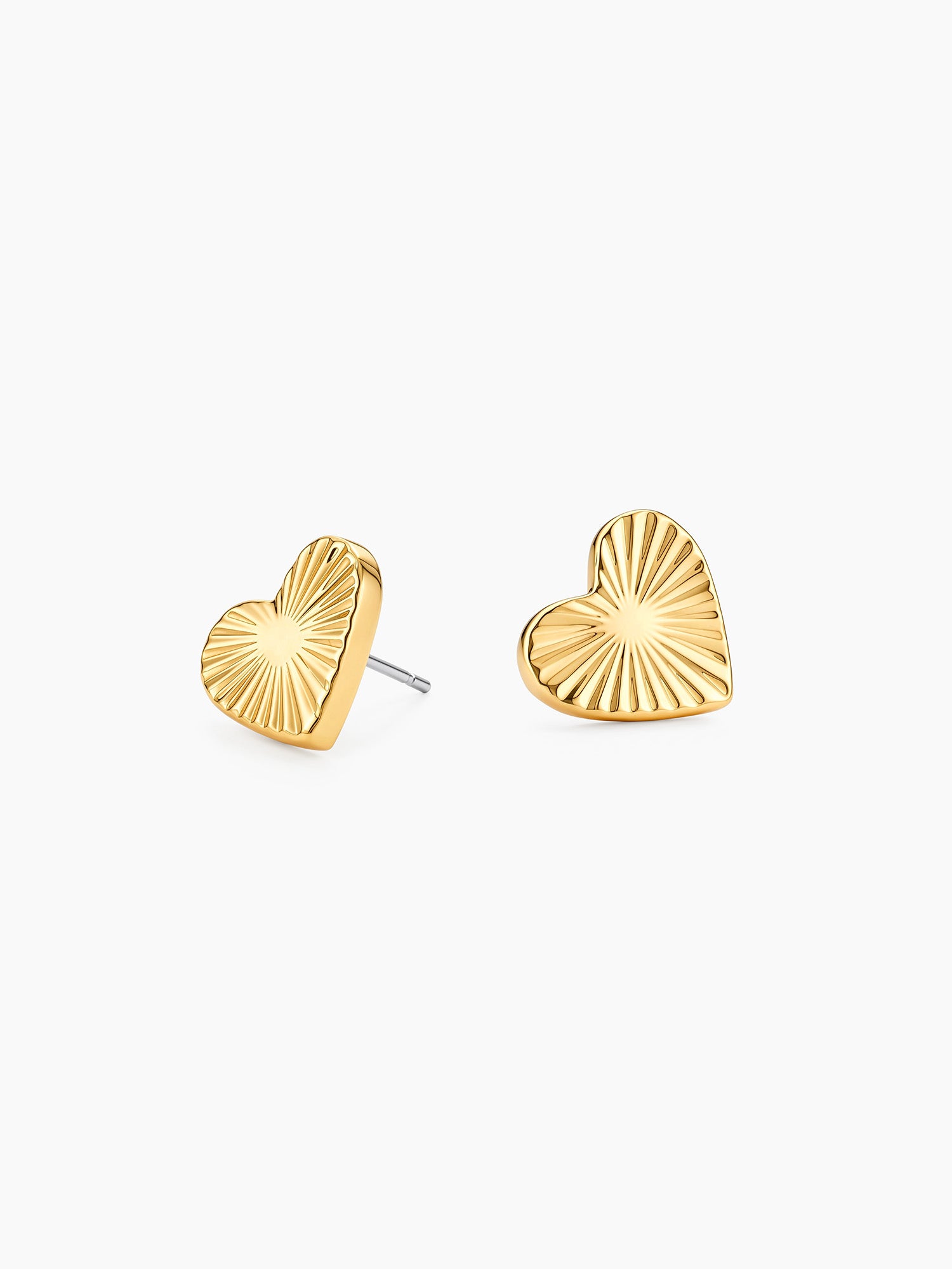 Sunray Heart Studs in Gold