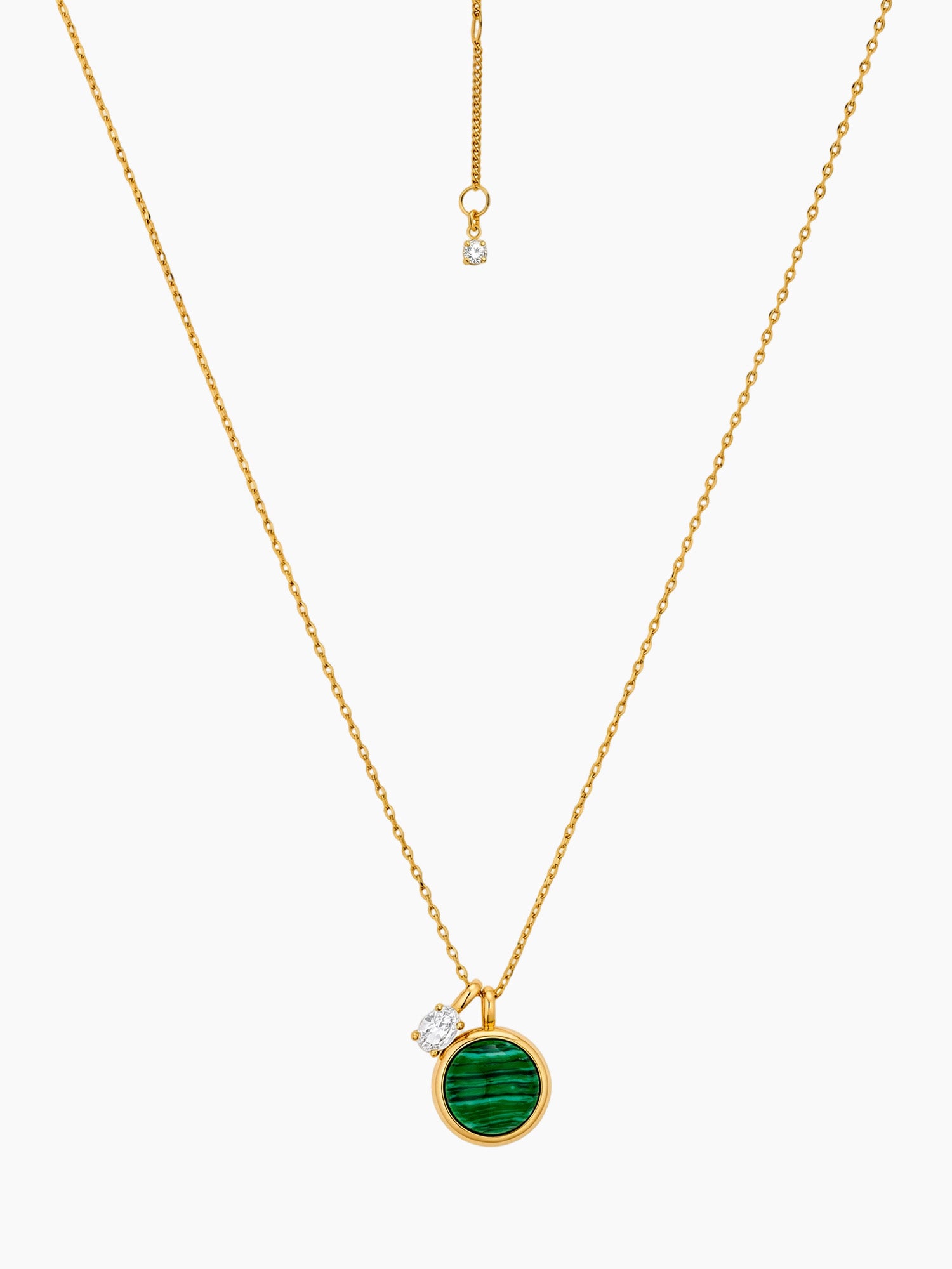 Synthetic Malachite Coin Pendant in Gold