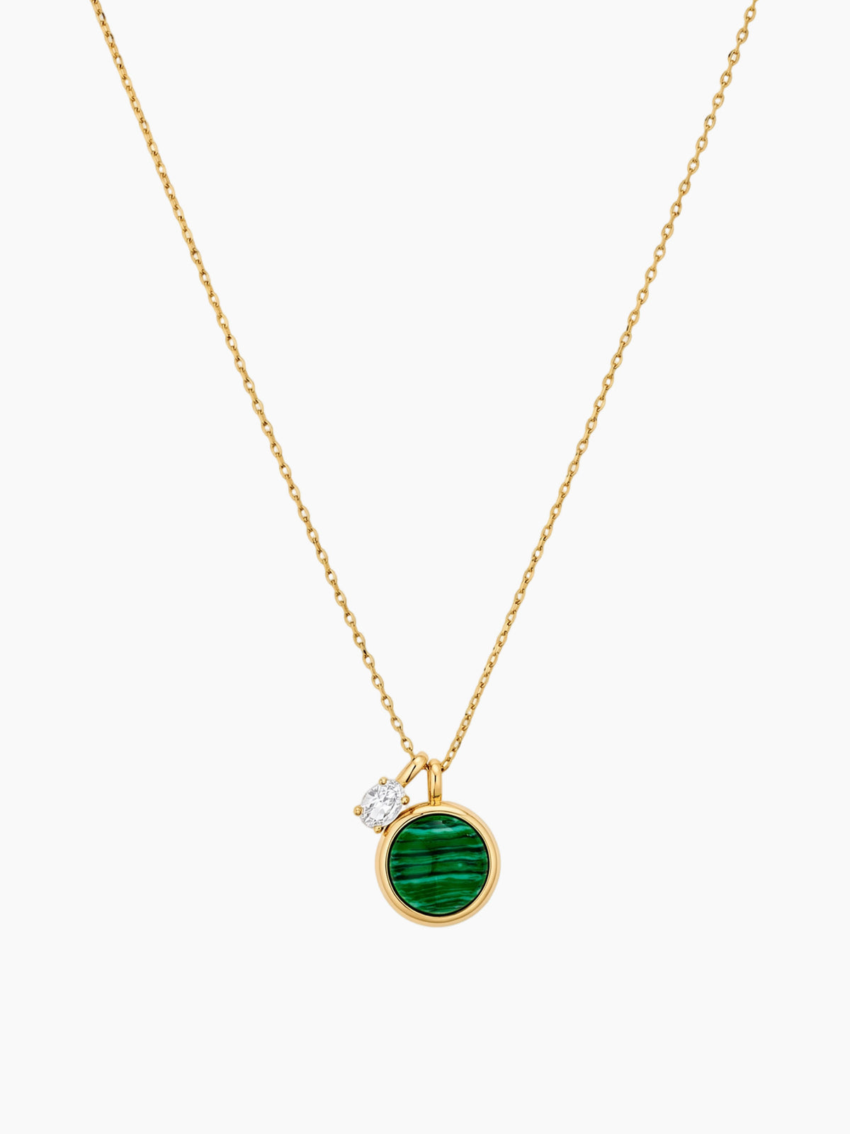 Synthetic Malachite Coin Pendant in Gold