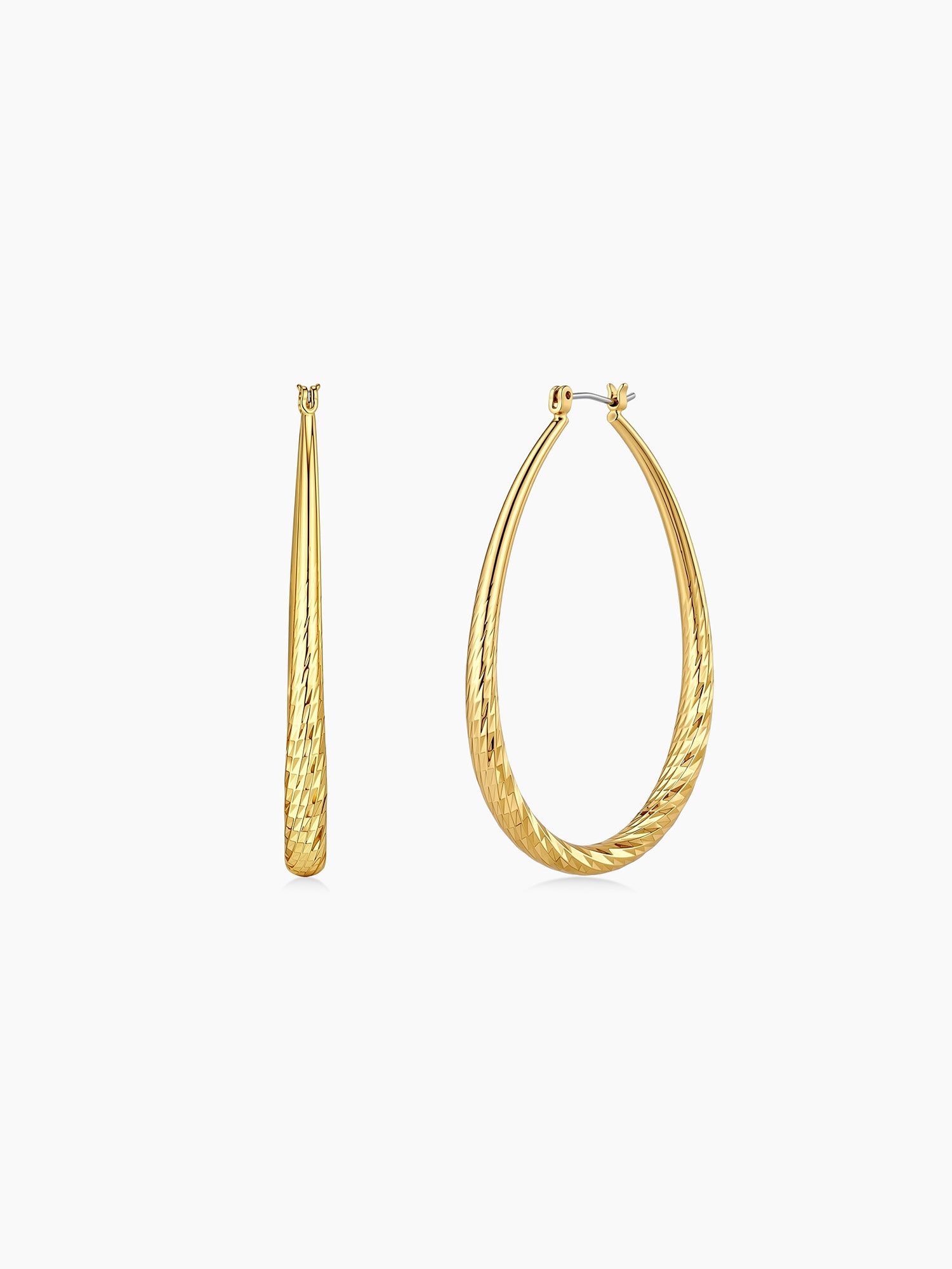 Textured Tube Hoops in Gold