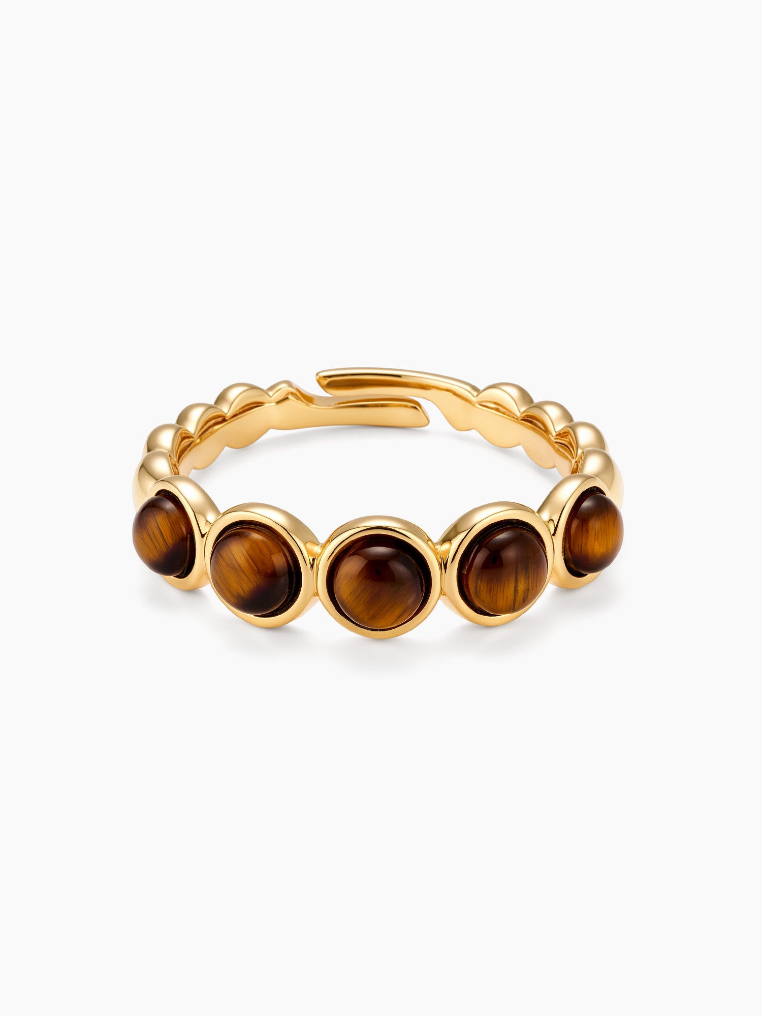 Tiger Eye Bead Ring in Gold