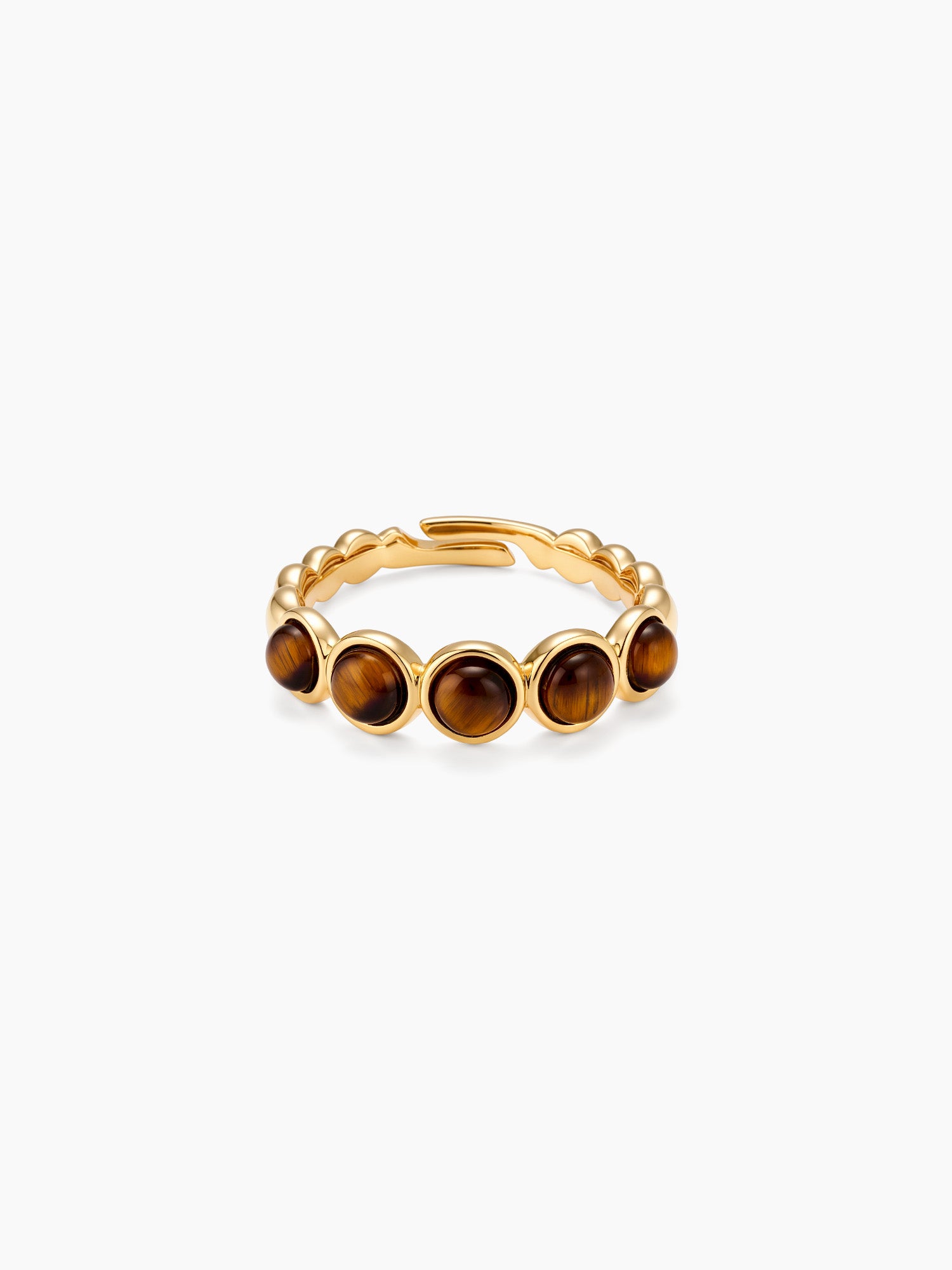 Tiger Eye Bead Ring in Gold