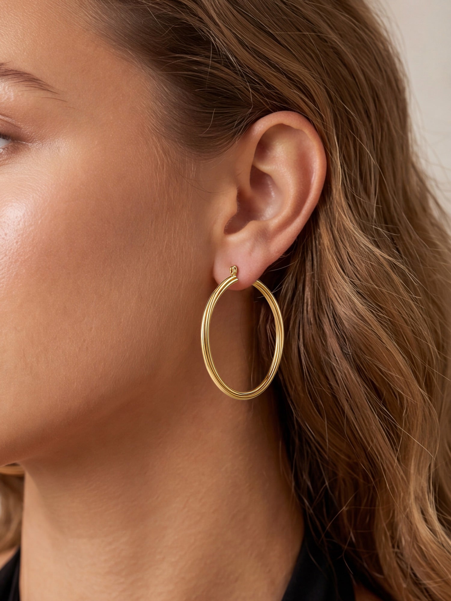 Triple Strand Hoops in Gold