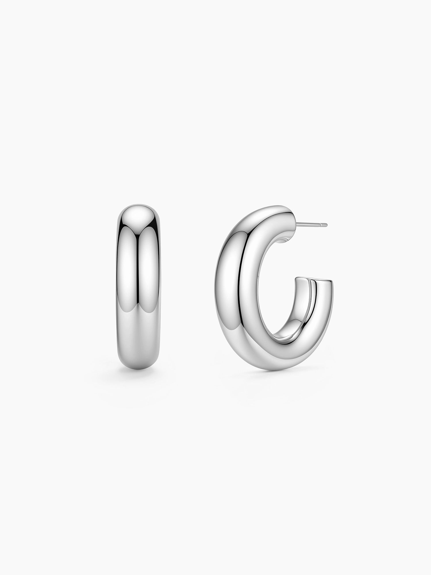 Tube Hoops in Silver