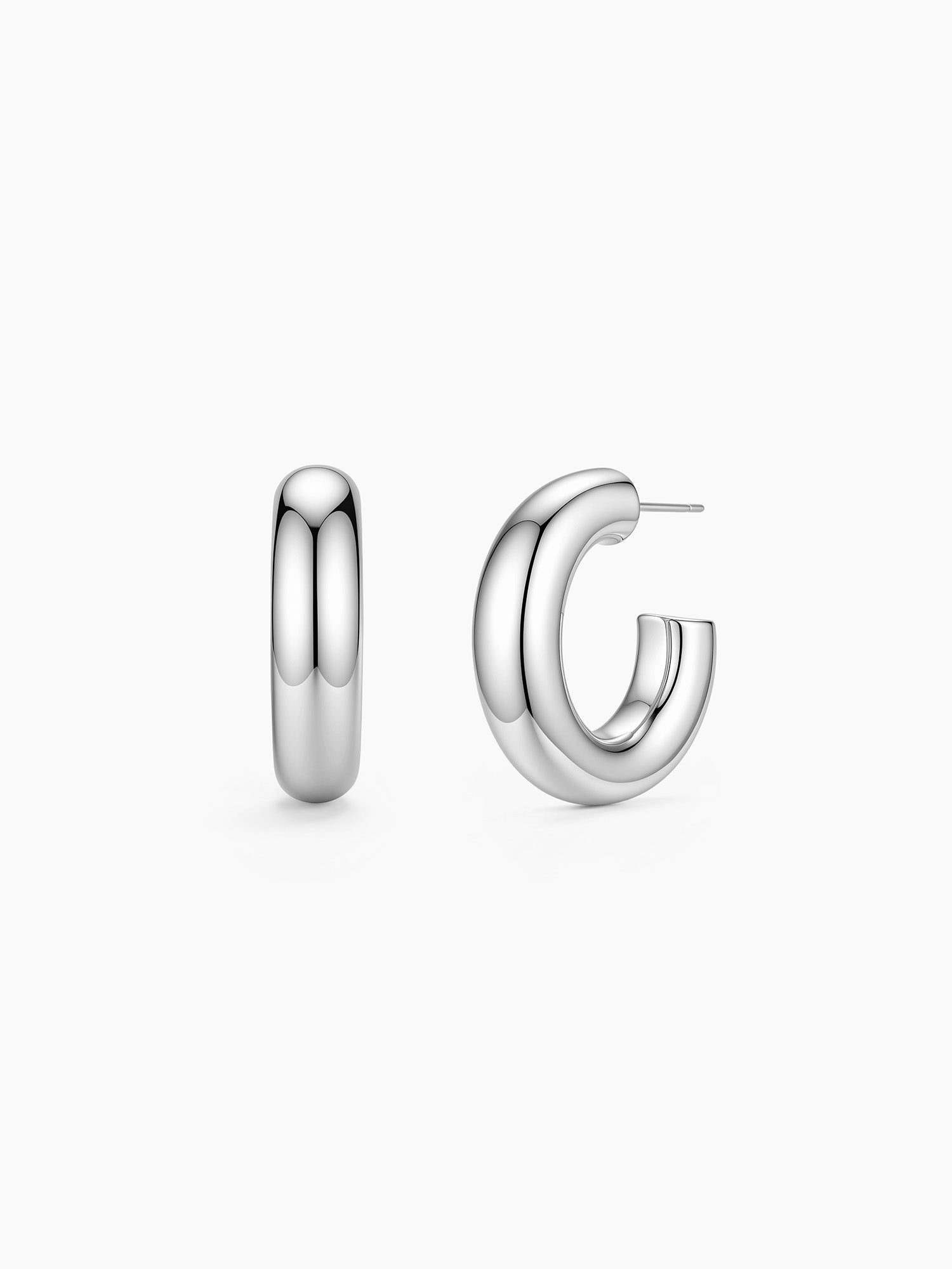 Tube Hoops in Silver