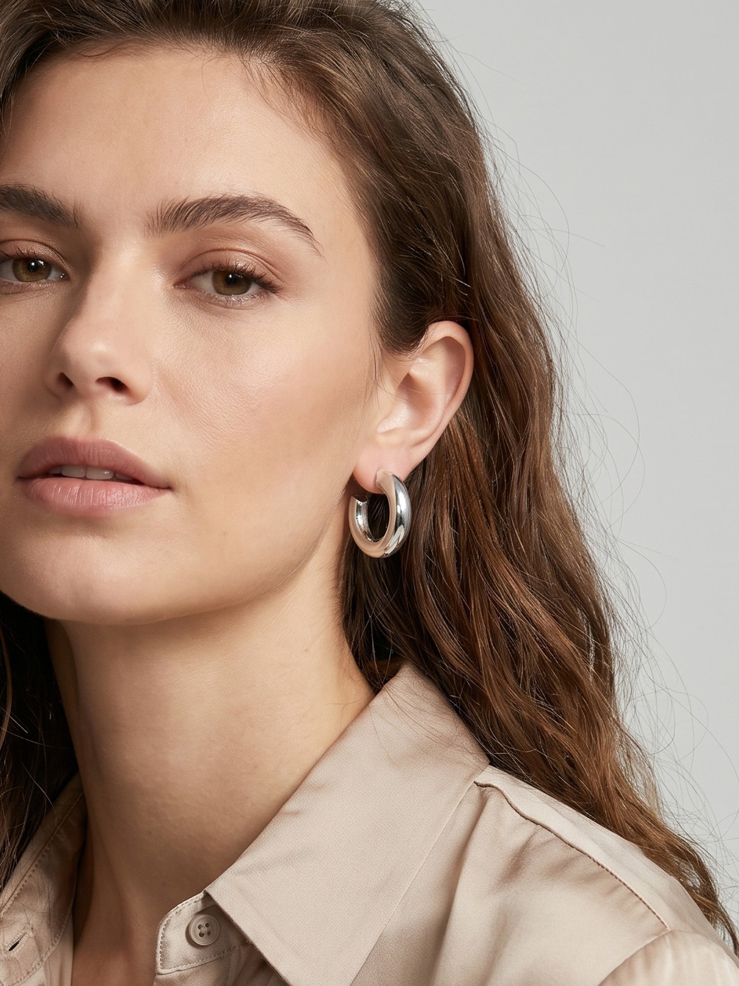 Tube Hoops in Silver